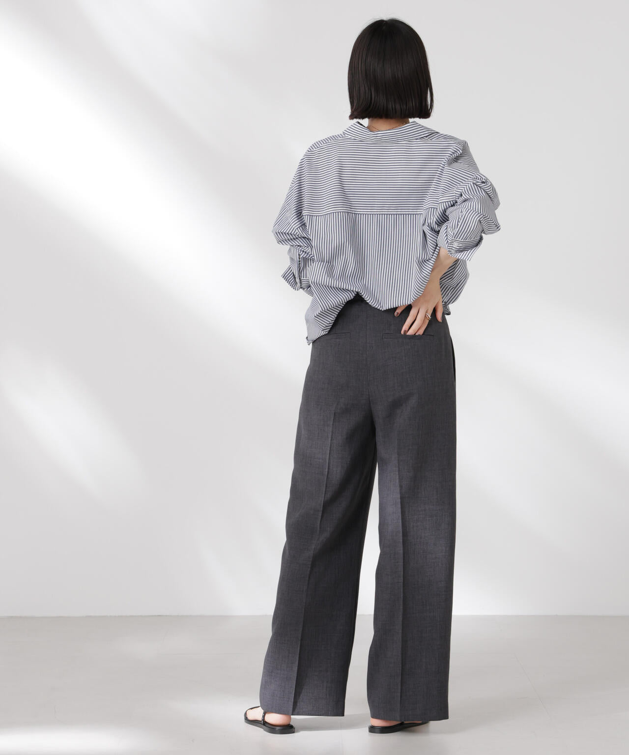 リネンライクセンタープレスタックパンツ(セットアップ可) 6735127324