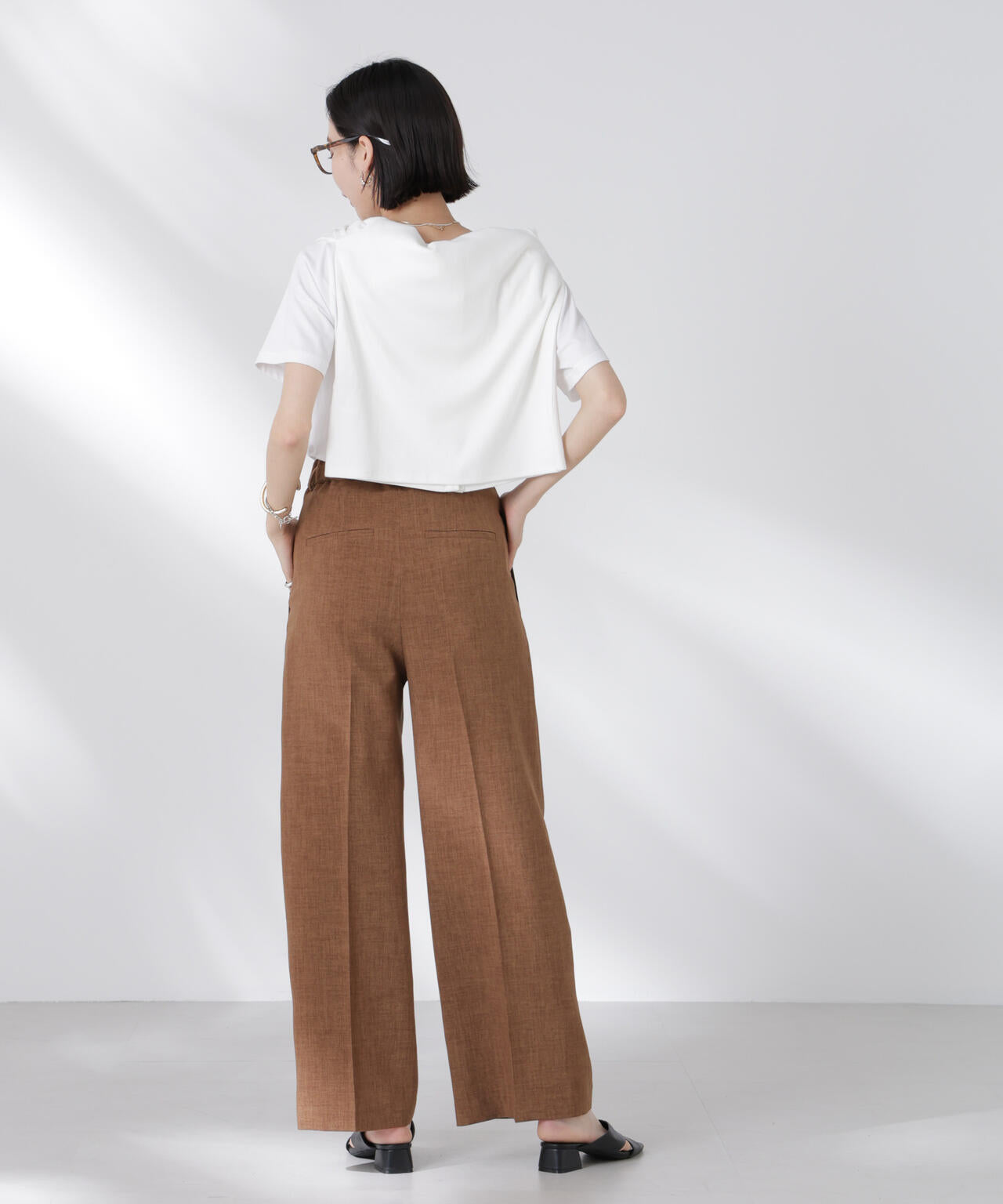 リネンライクセンタープレスタックパンツ(セットアップ可) 6735127324