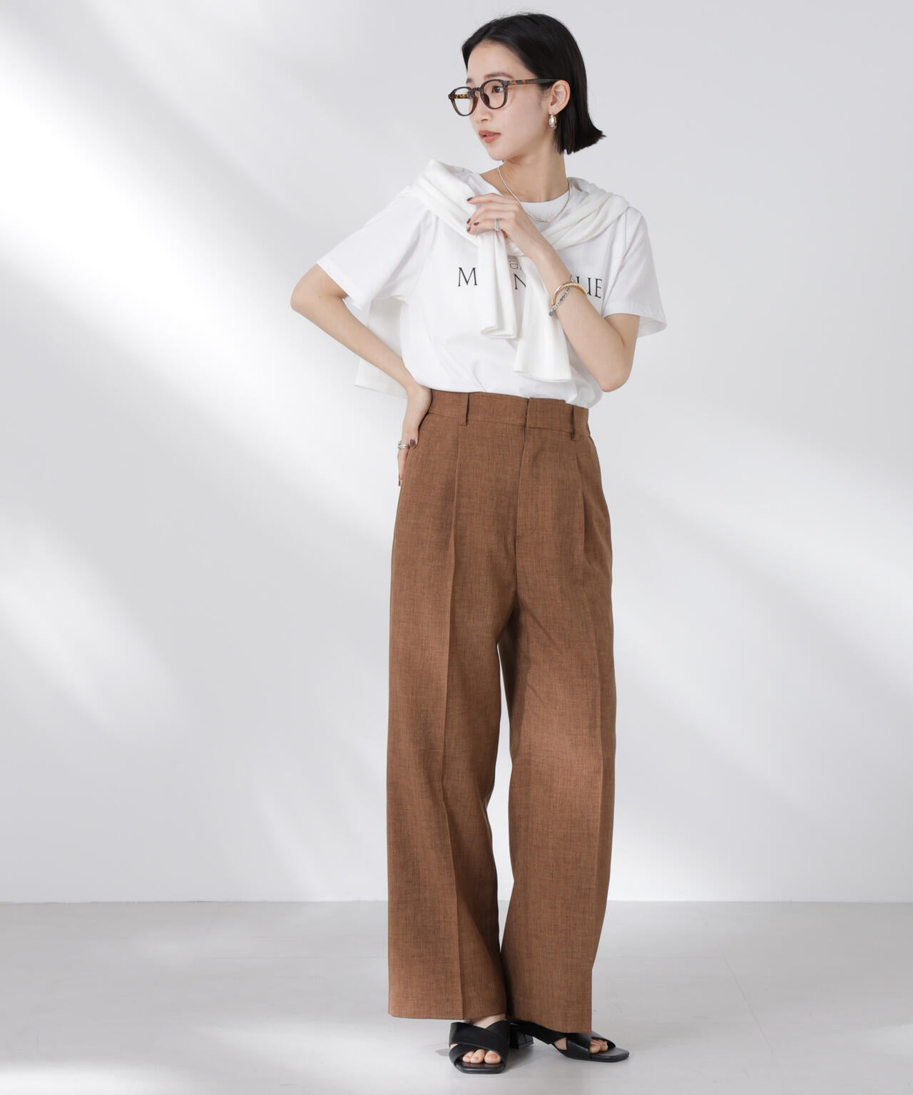 リネンライクセンタープレスタックパンツ(セットアップ可) 6735127324