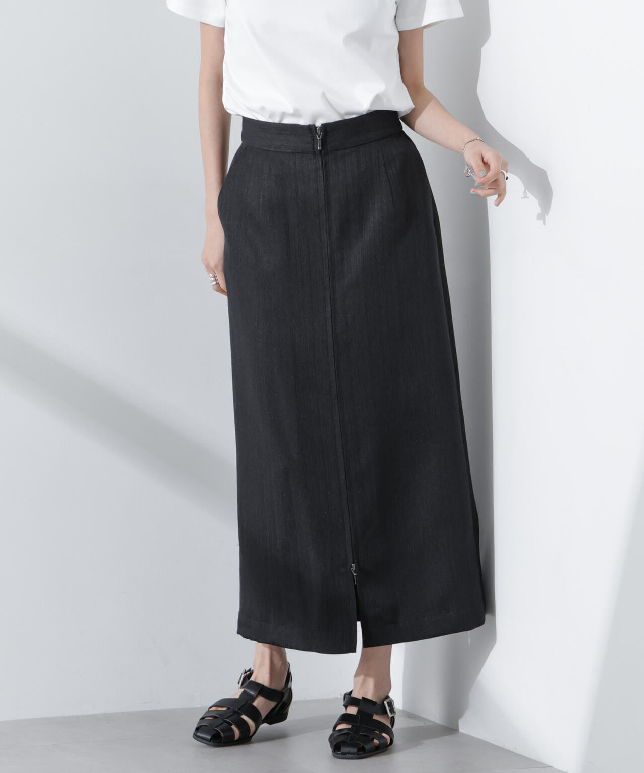 メタリックフロントZIPスリットタイトスカート 6735130307