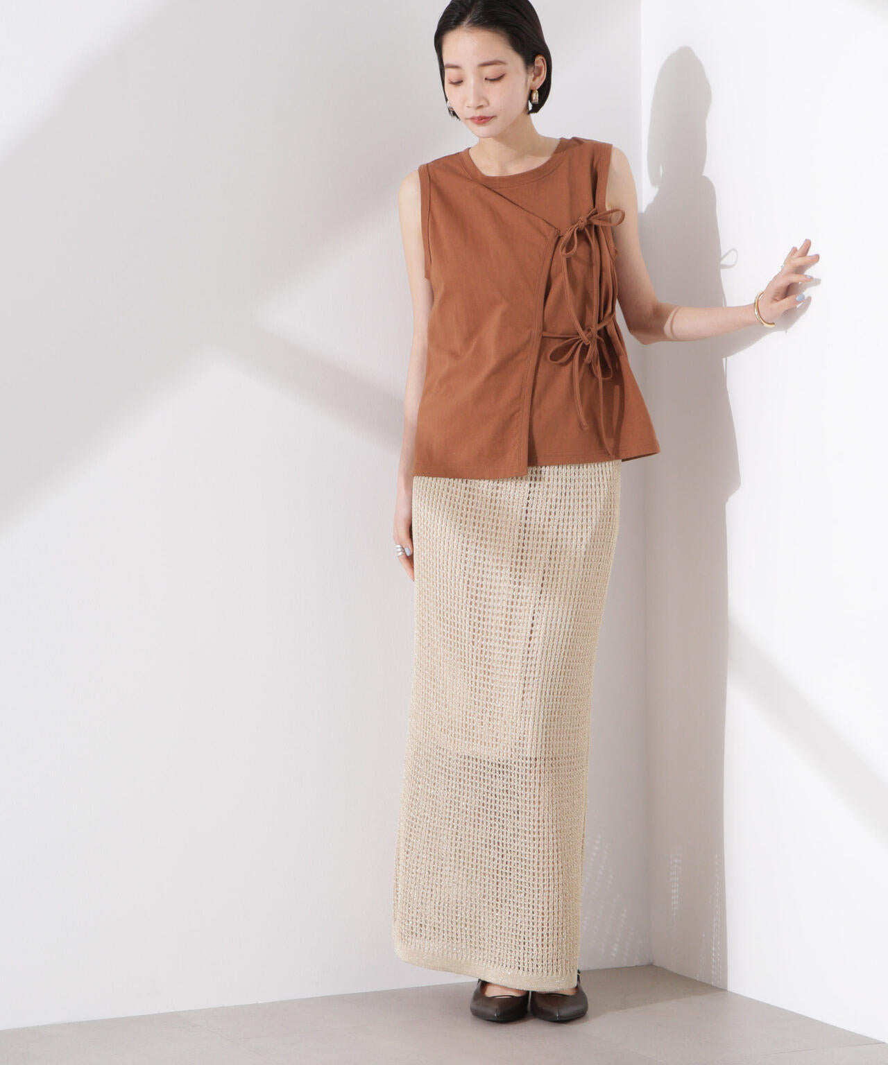 ラメメッシュニットタイトスカート (セットアップ可) 6735130315