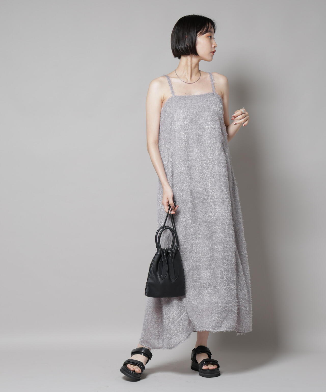 フリンジシフォンキャミソールワンピース(セットアップ可) 6735219302
