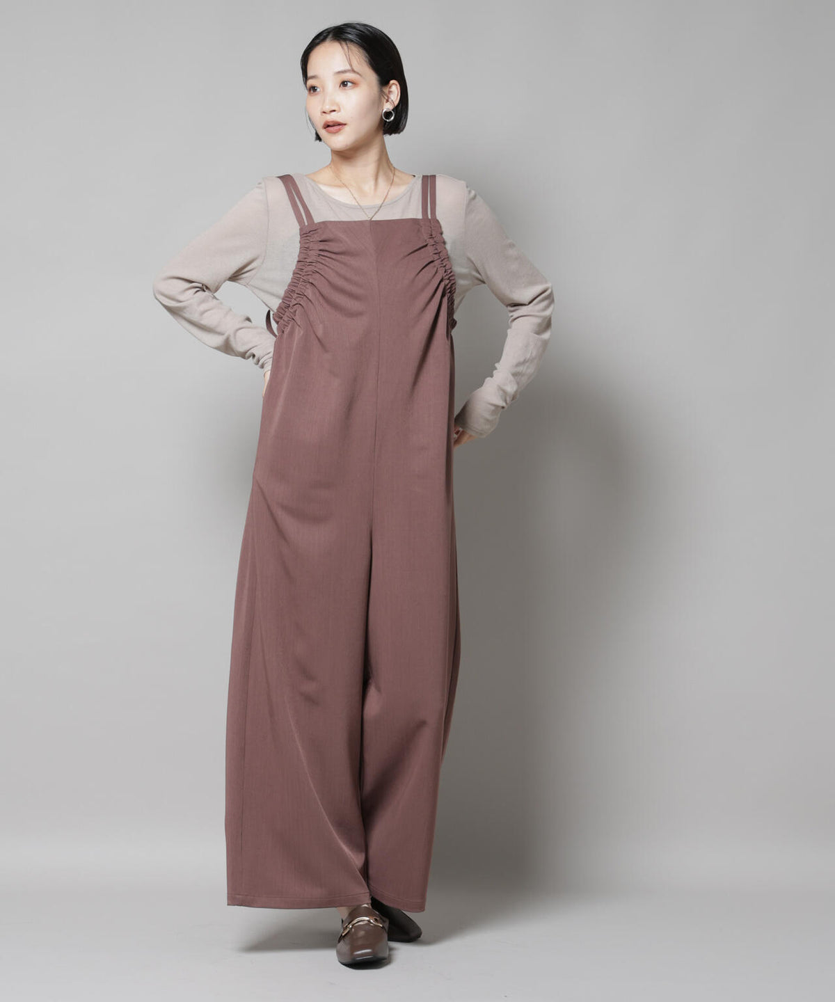 ギャザーデザインサロペットパンツ 6735219310