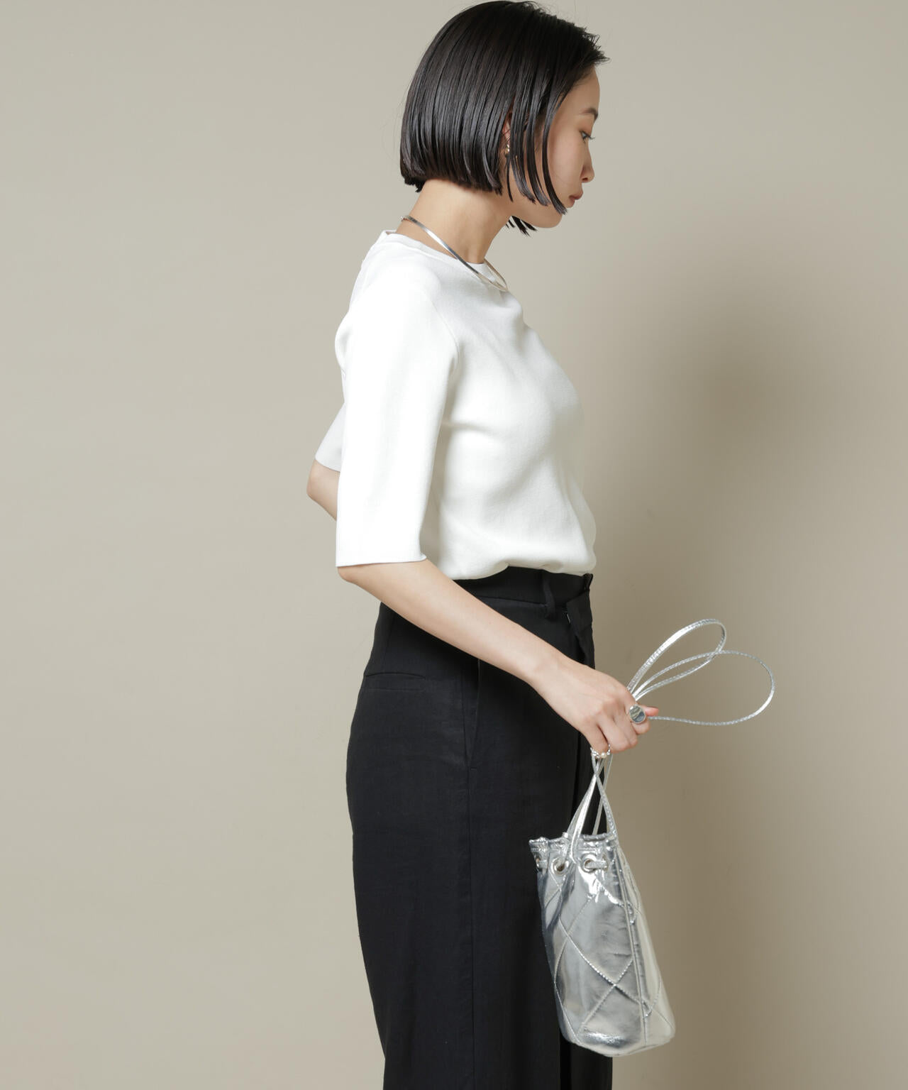 洗濯機洗い可UVカット接触冷感半袖ニット 6735222330