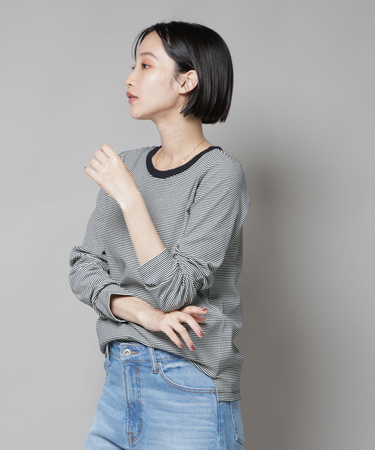 ミジンボーダーロングスリーブTシャツ 6735223303