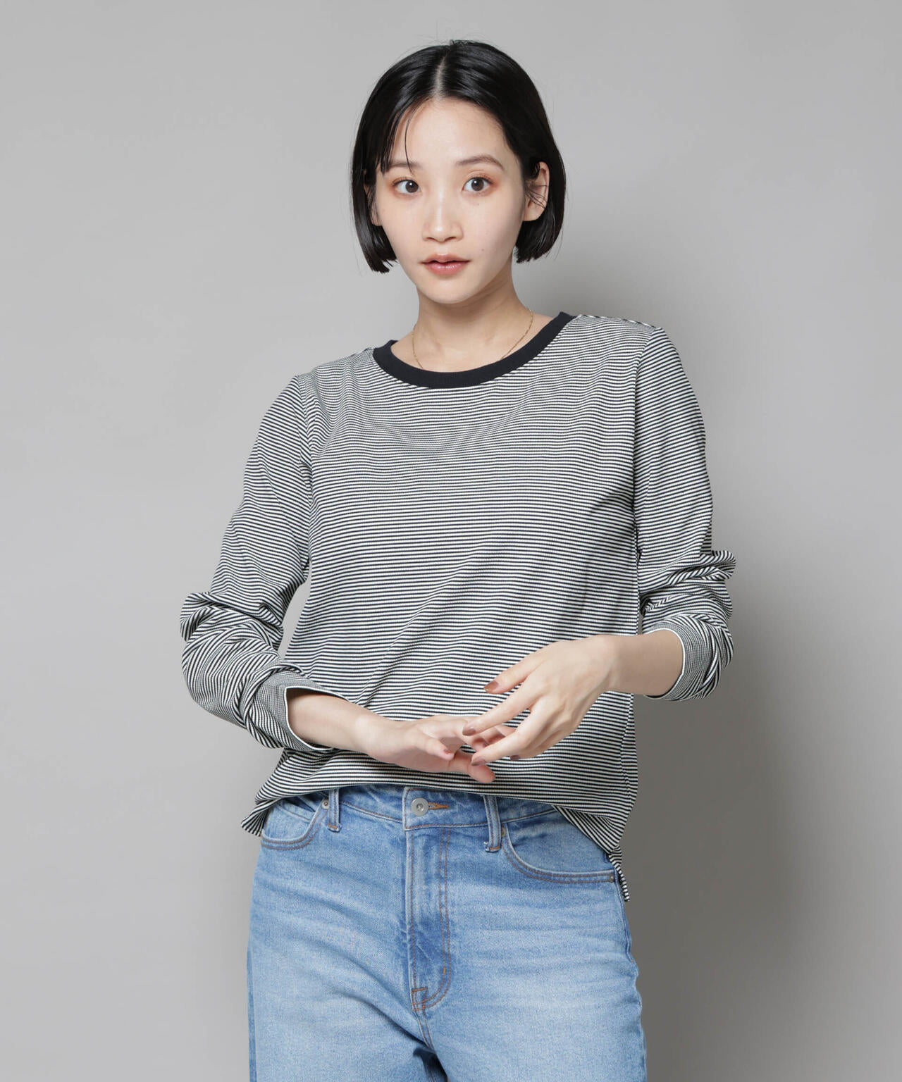 ミジンボーダーロングスリーブTシャツ 6735223303