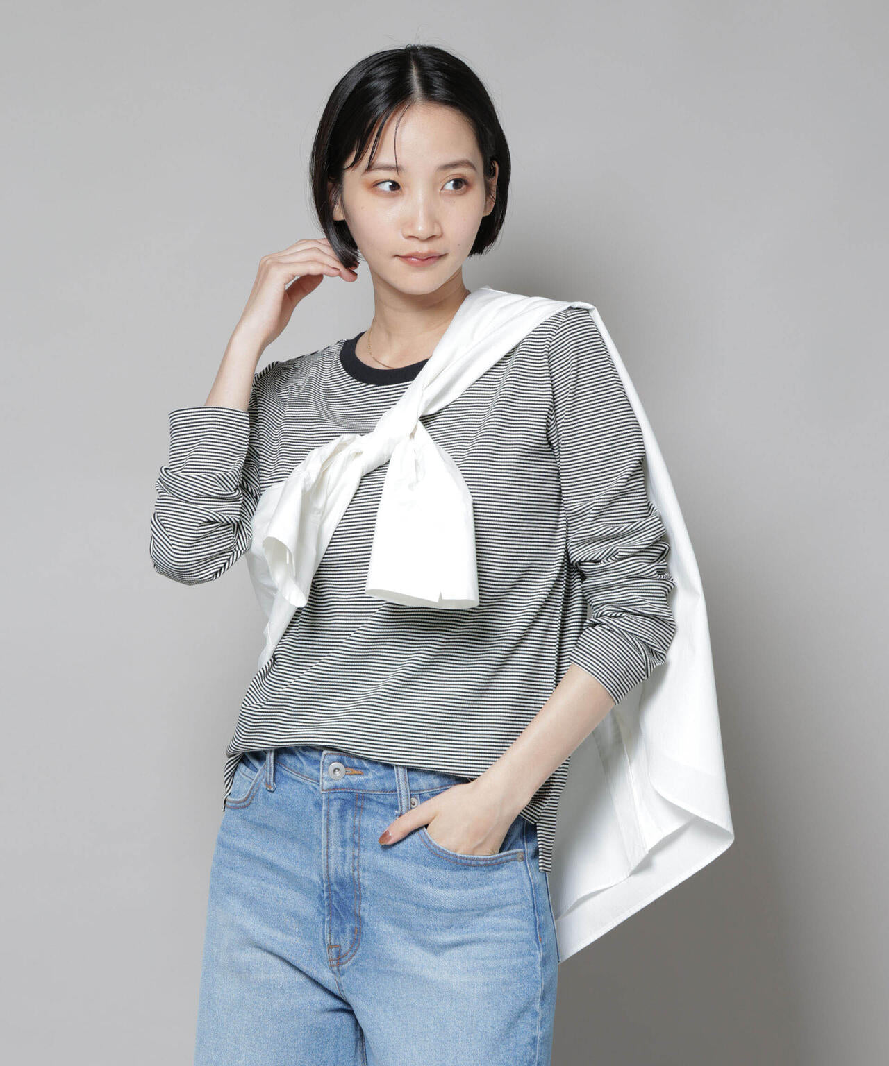 ミジンボーダーロングスリーブTシャツ 6735223303