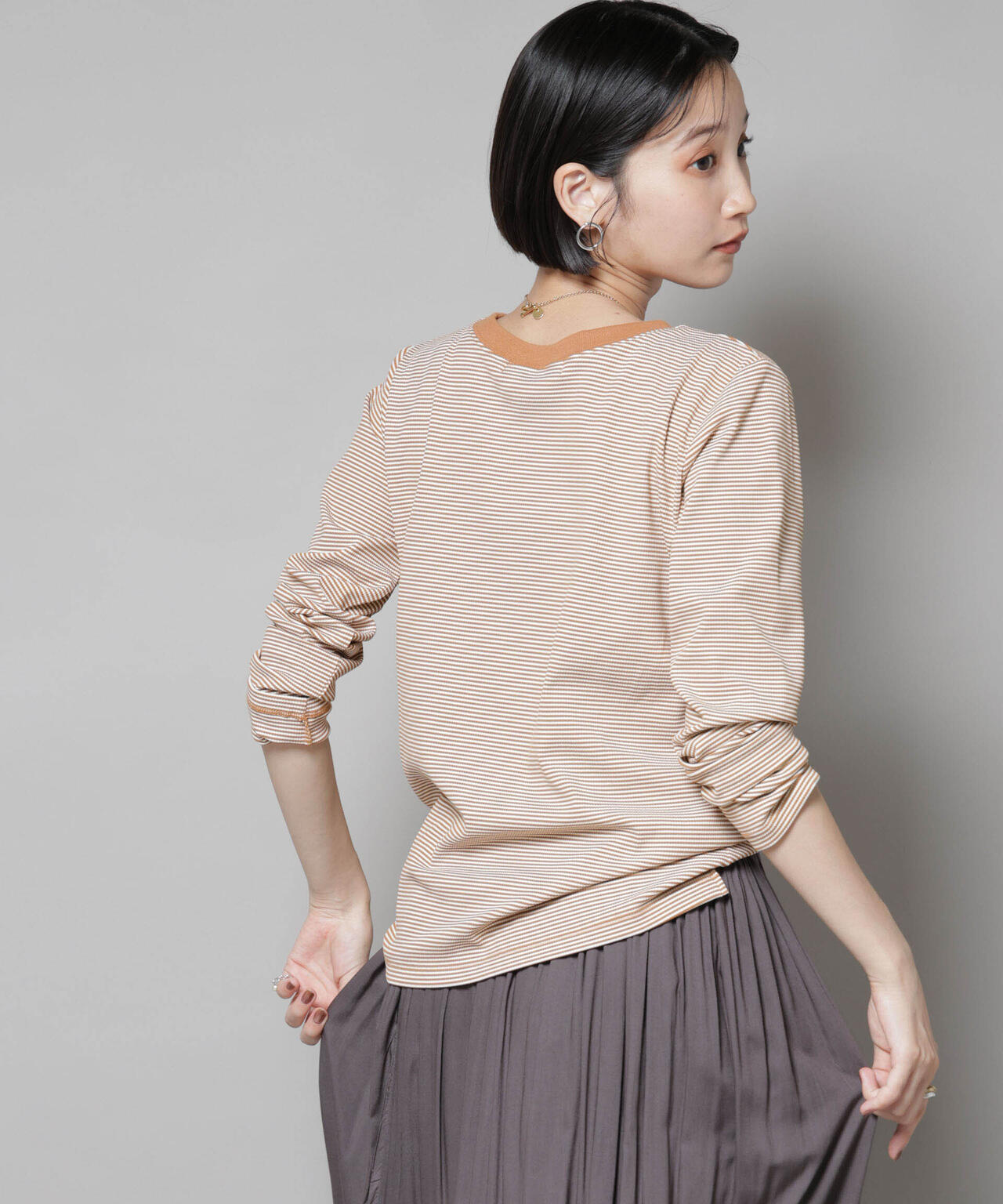 ミジンボーダーロングスリーブTシャツ 6735223303