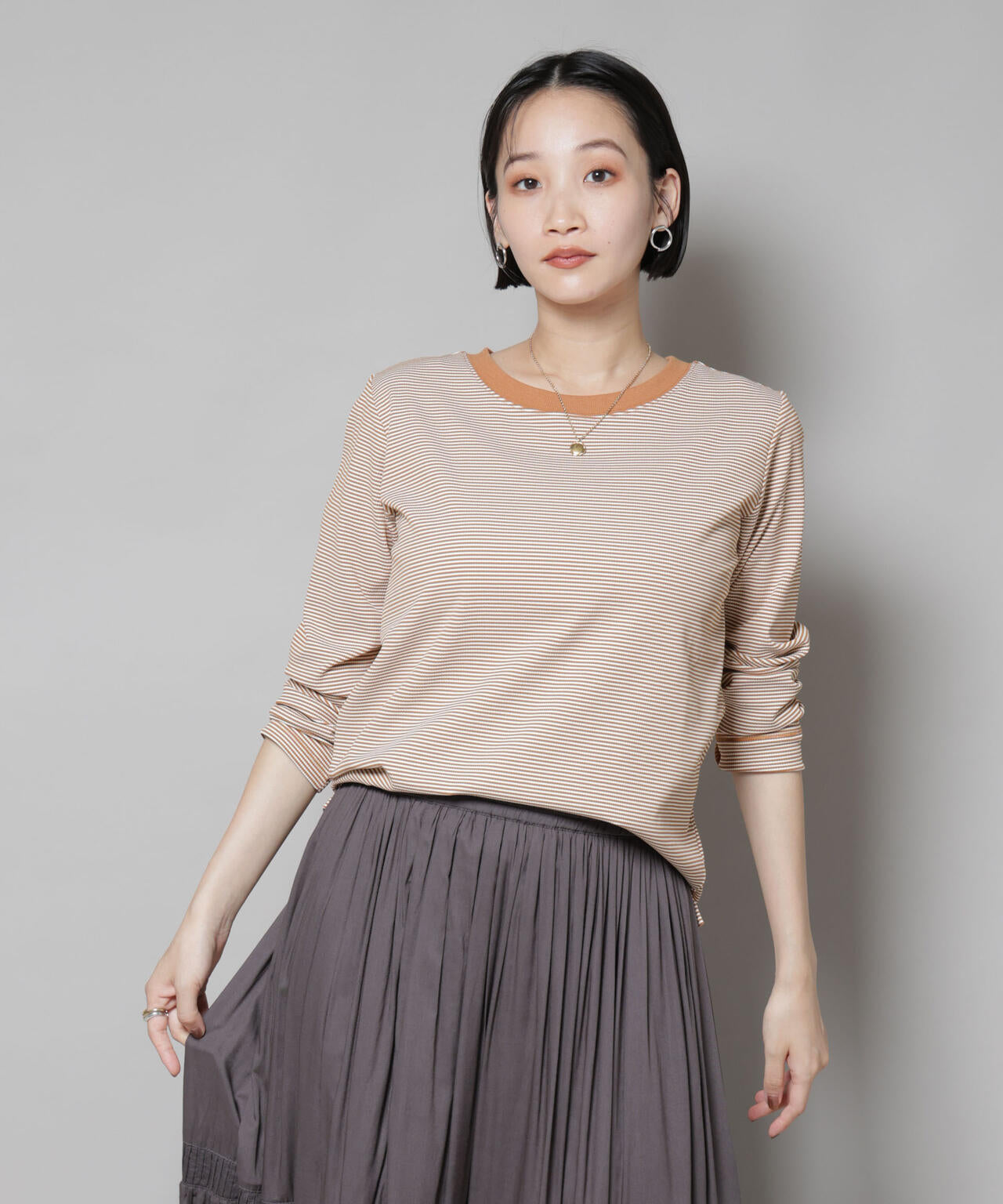 ミジンボーダーロングスリーブTシャツ 6735223303