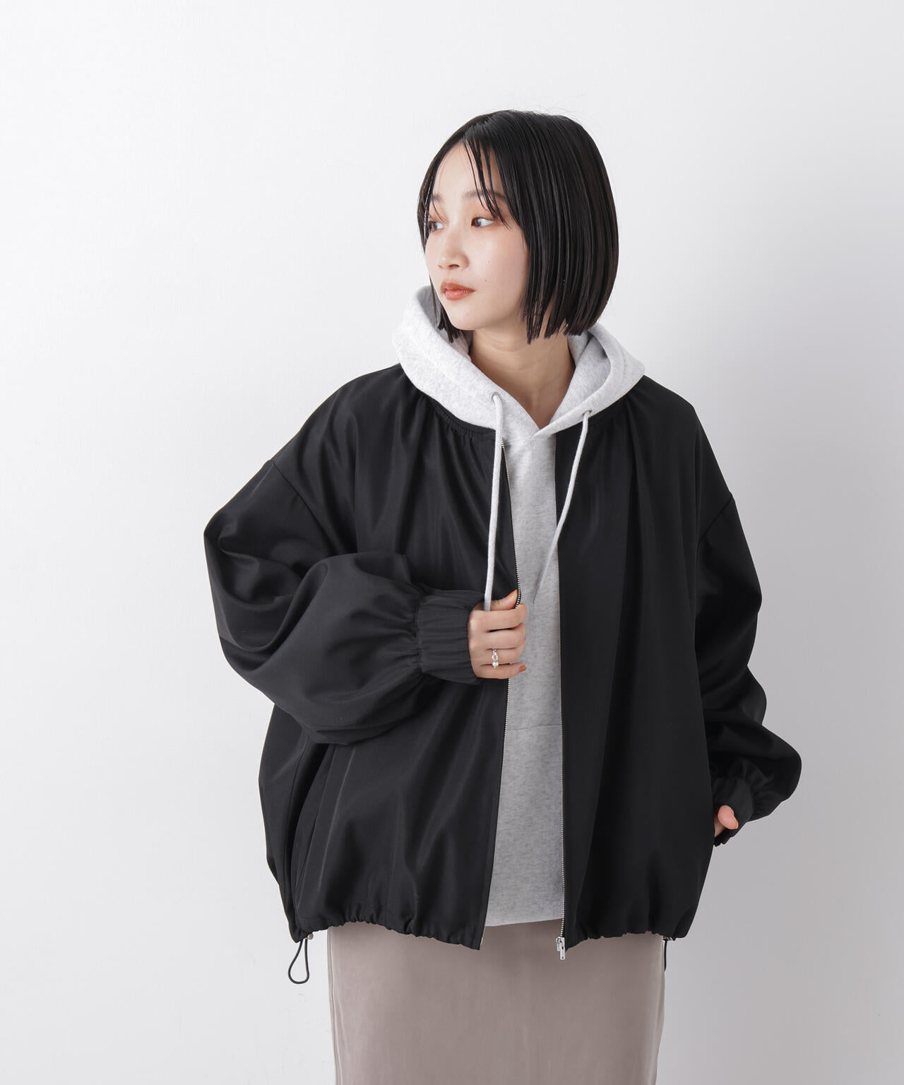 撥水加工 ドロストヘムリブブルゾン 6736112302
