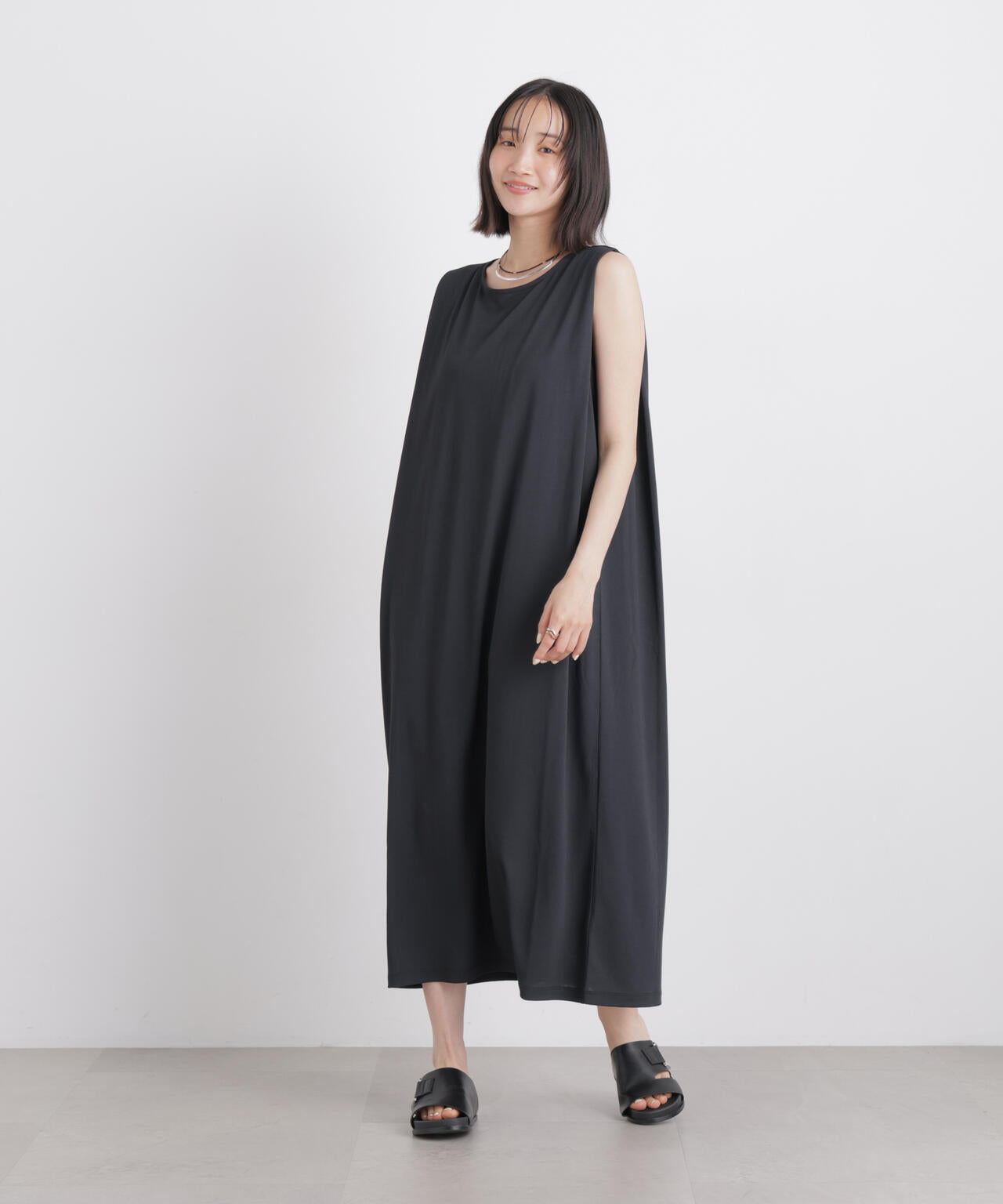 汗隠糸加工&多彩機能カットソー素材 タックスリーブワンピース 6736119321