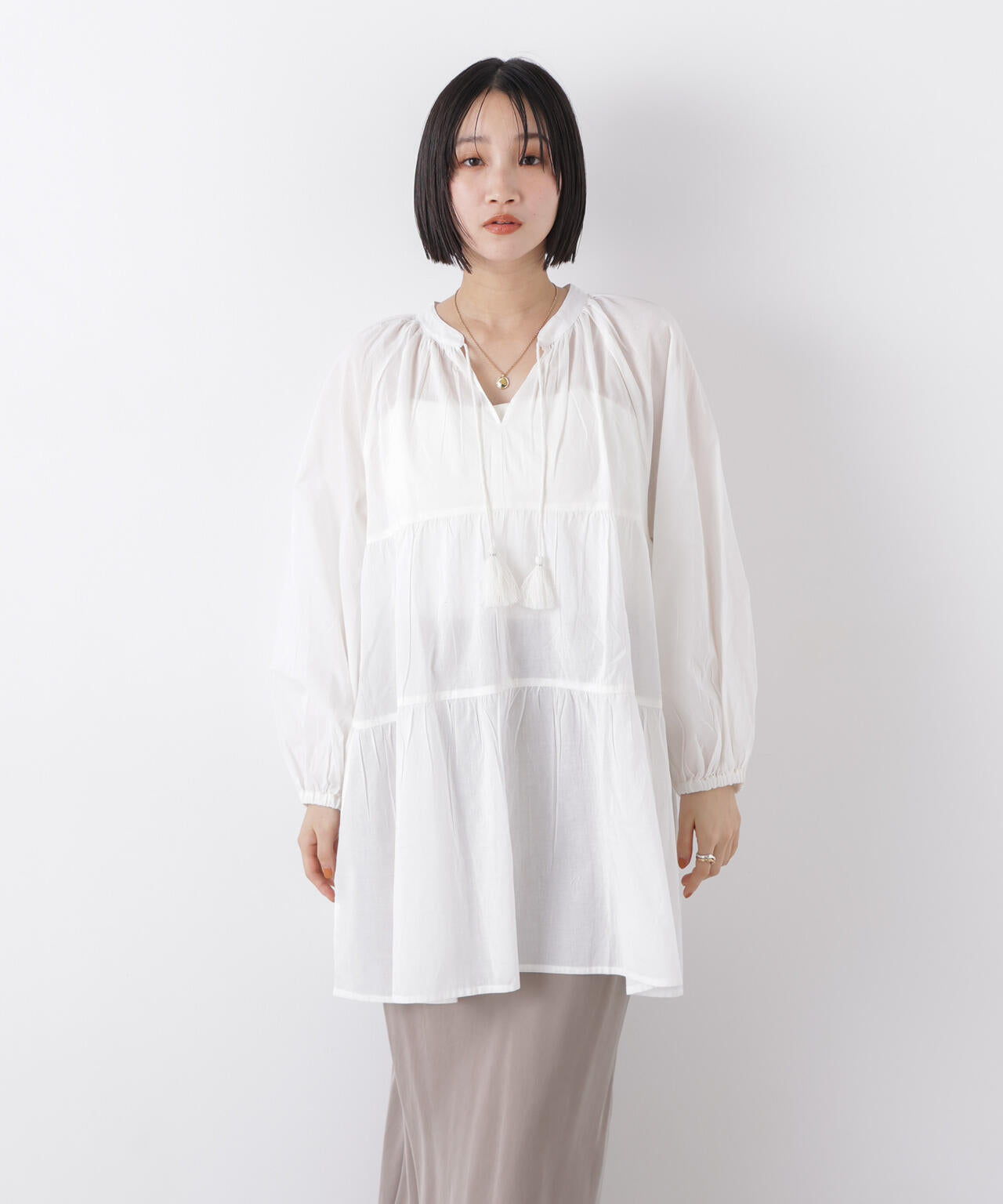 made in INDIA ティアードチュニックブラウス 6736120303