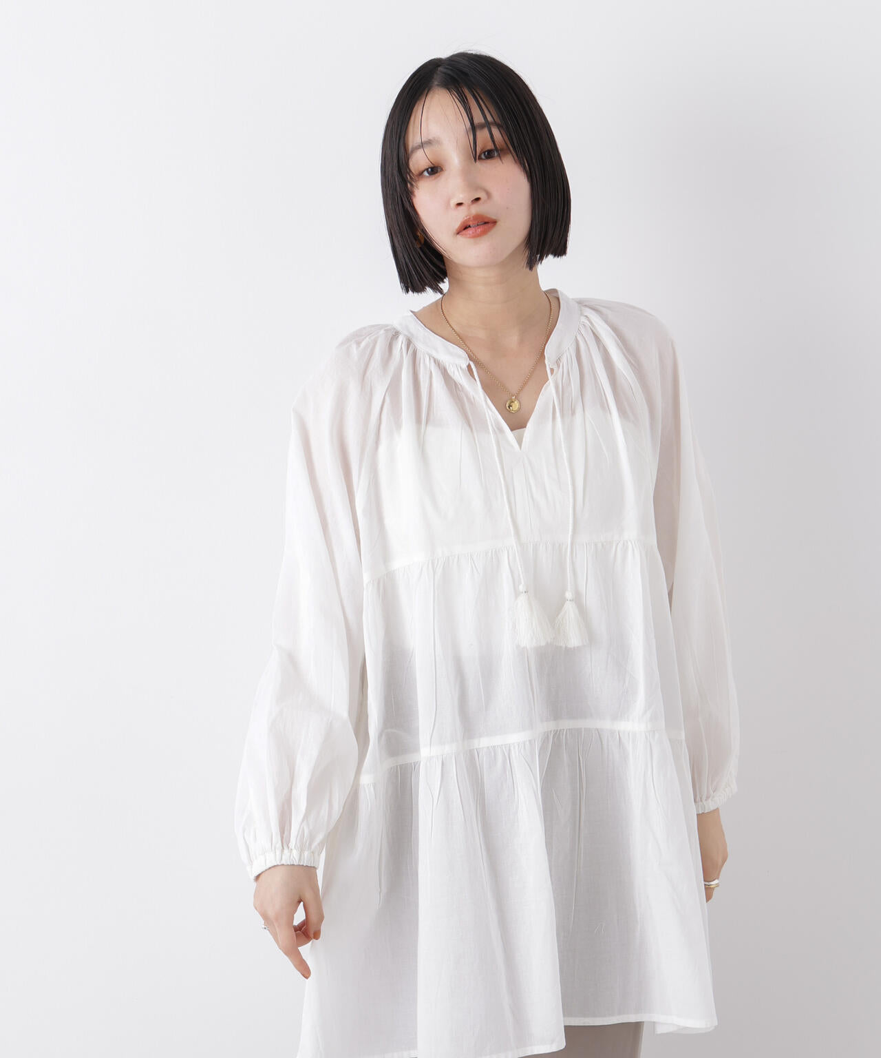 made in INDIA ティアードチュニックブラウス 6736120303