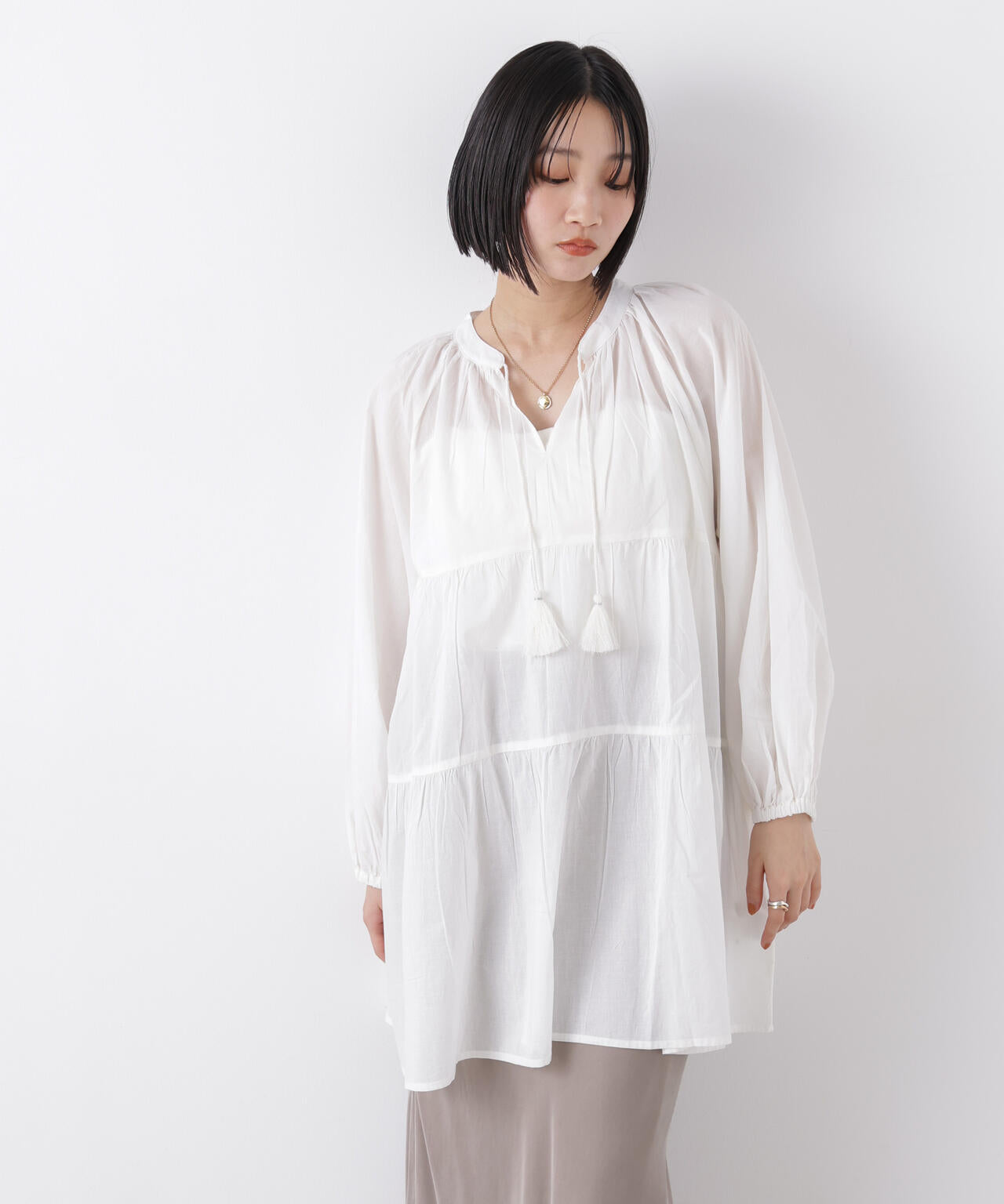 made in INDIA ティアードチュニックブラウス 6736120303