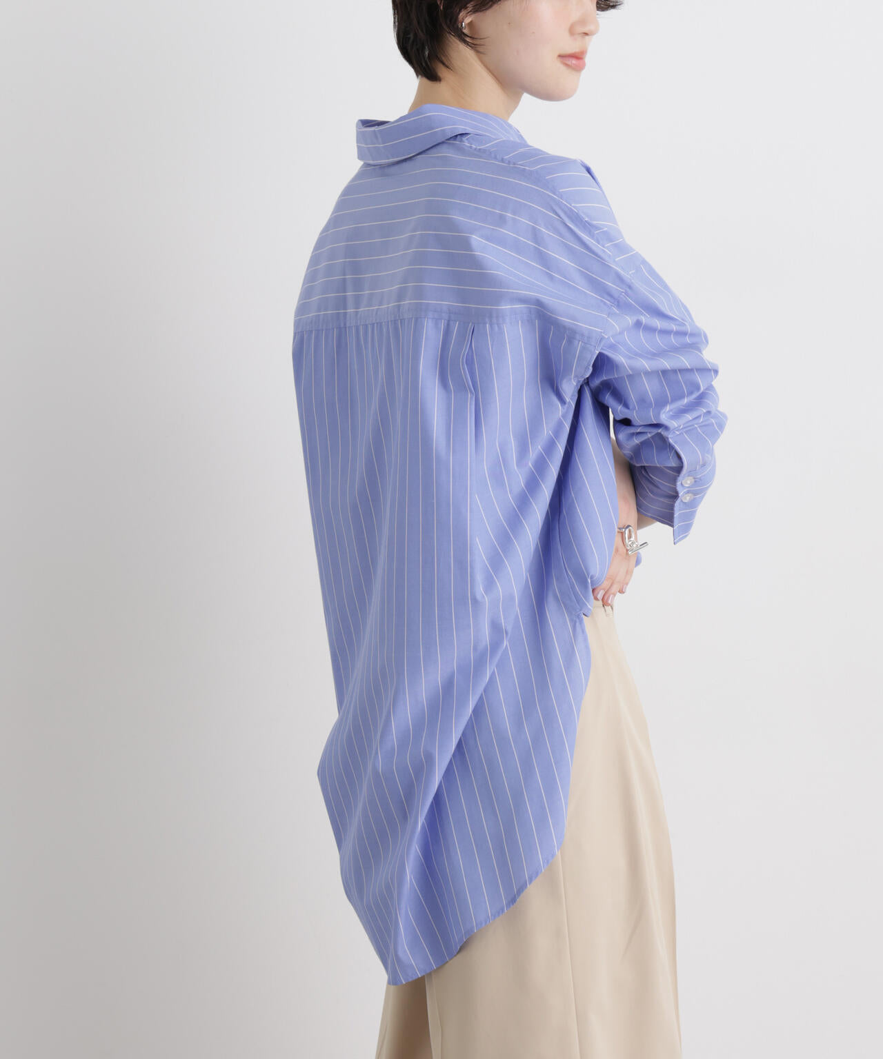 ブロードワイドシルエットストライプシャツ 6736120307