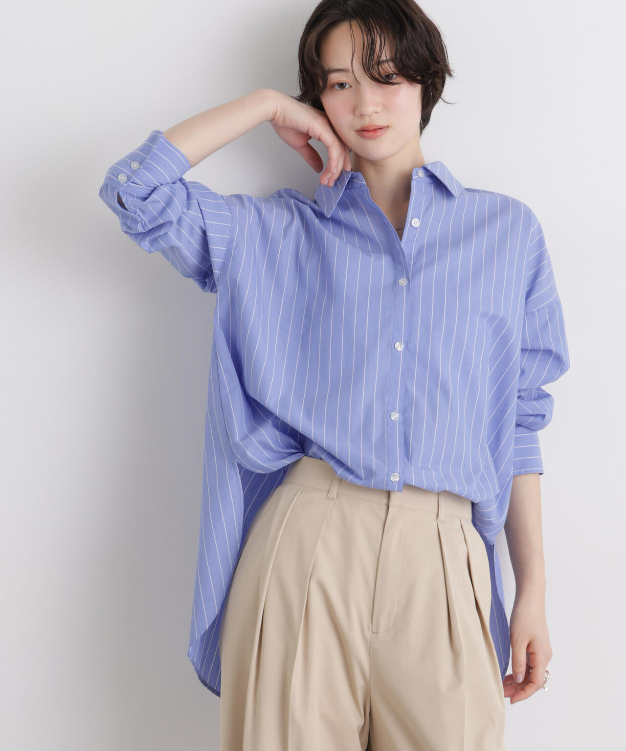 ブロードワイドシルエットストライプシャツ 6736120307