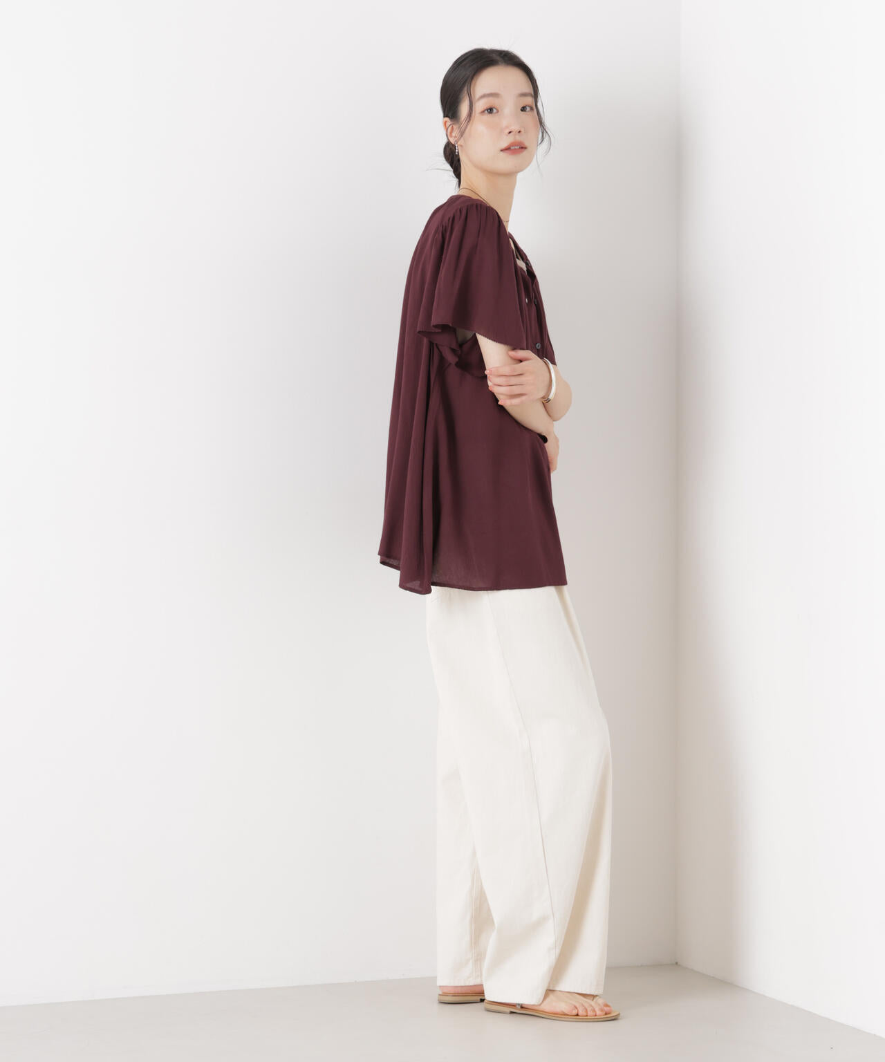 made in INDIA 前後2wayフレンチブラウス(セットアップ可) 6736121300