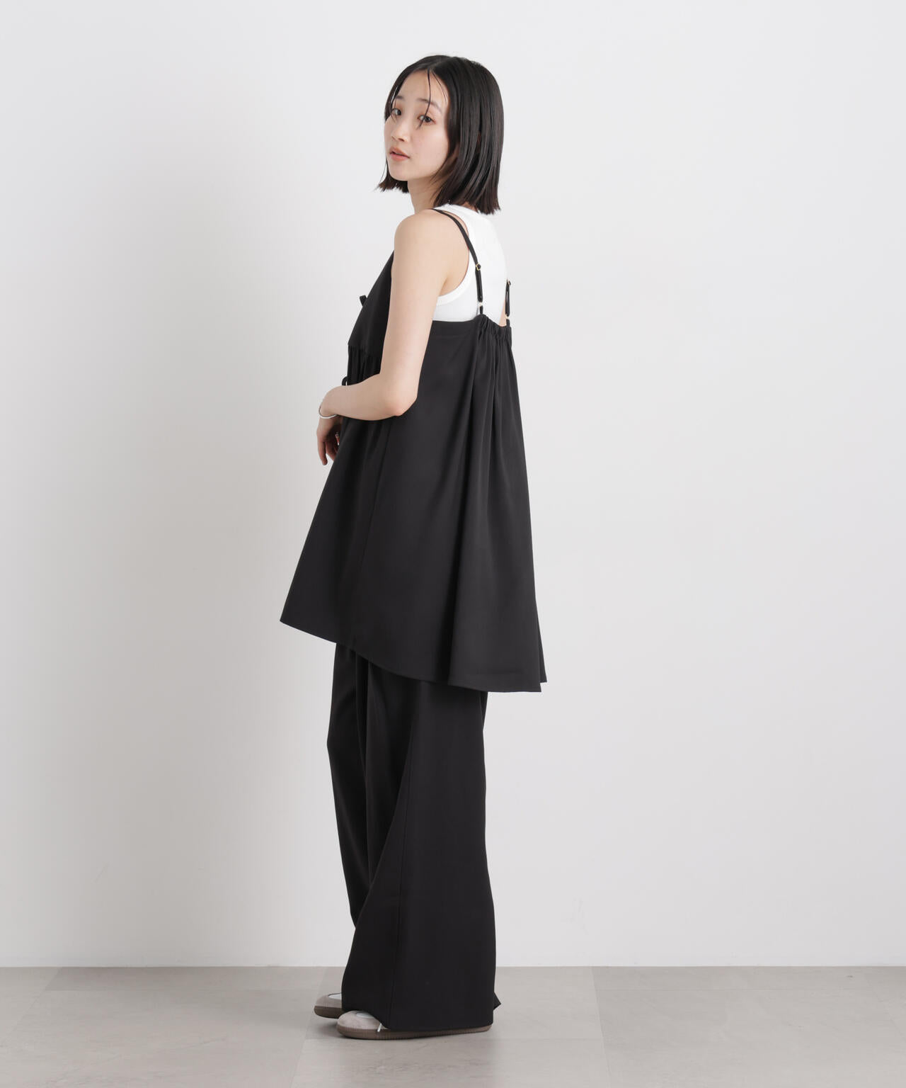微光沢ツイル前後2wayリボンキャミソール(セットアップ可) 6736121308
