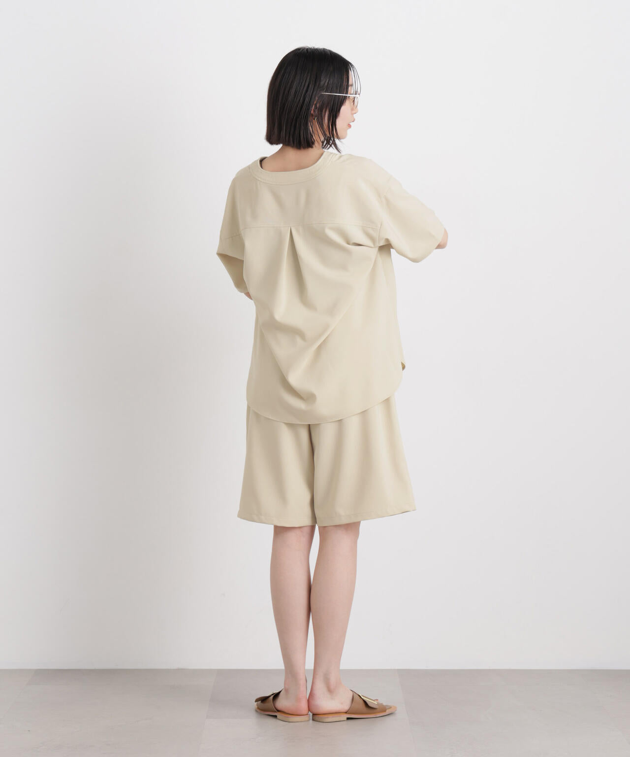 メランジストレッチポケットVネックブラウス(セットアップ可) 6736121316