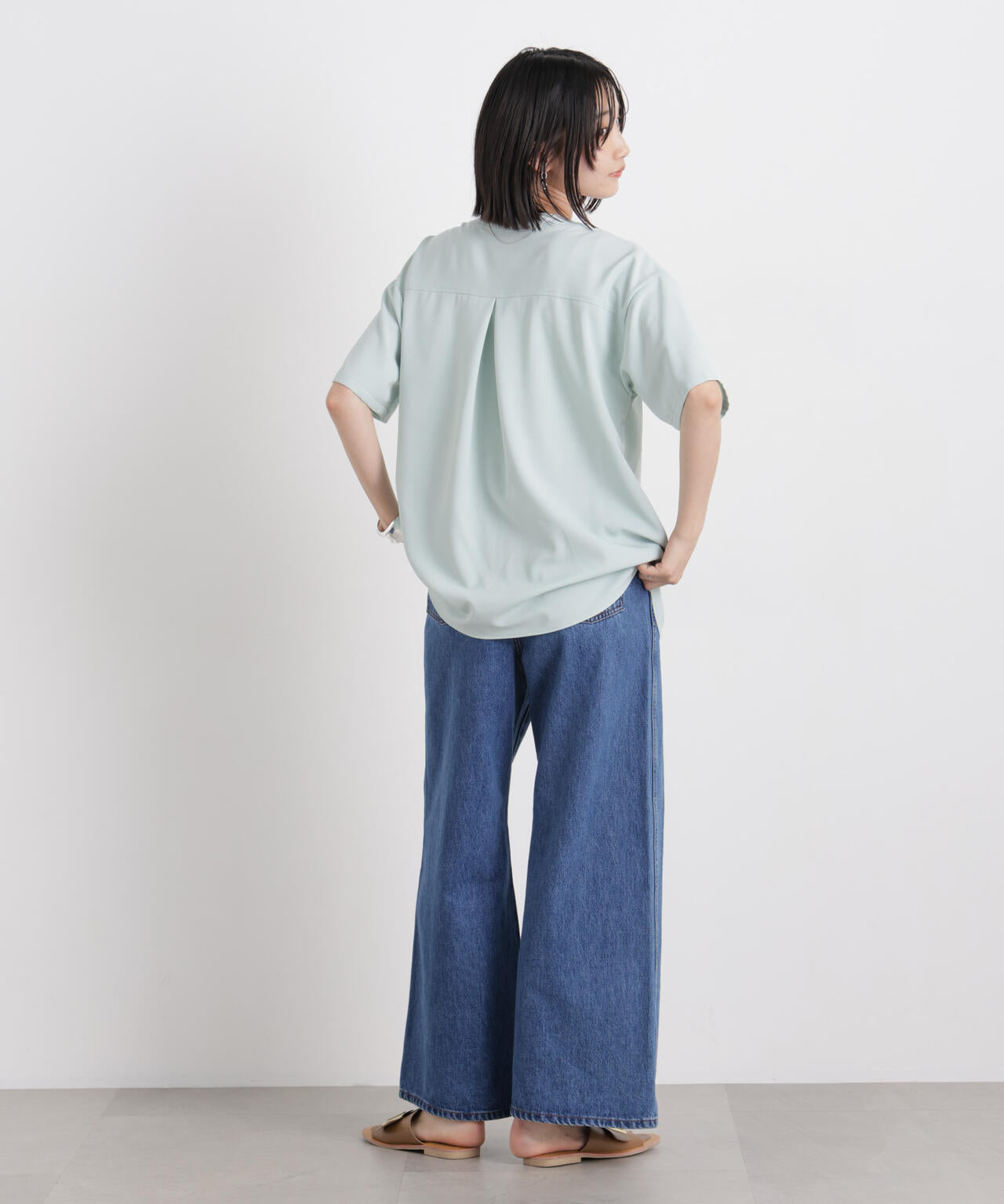 メランジストレッチポケットVネックブラウス(セットアップ可) 6736121316