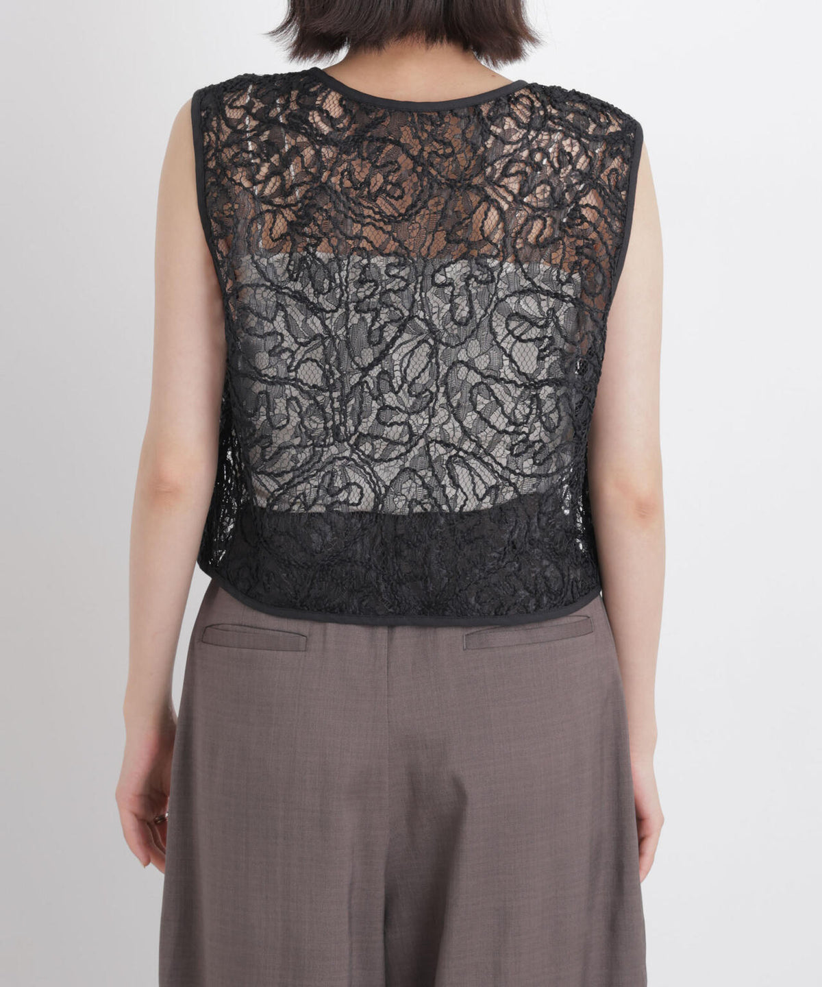 刺繍レースショートジレ 6736121321