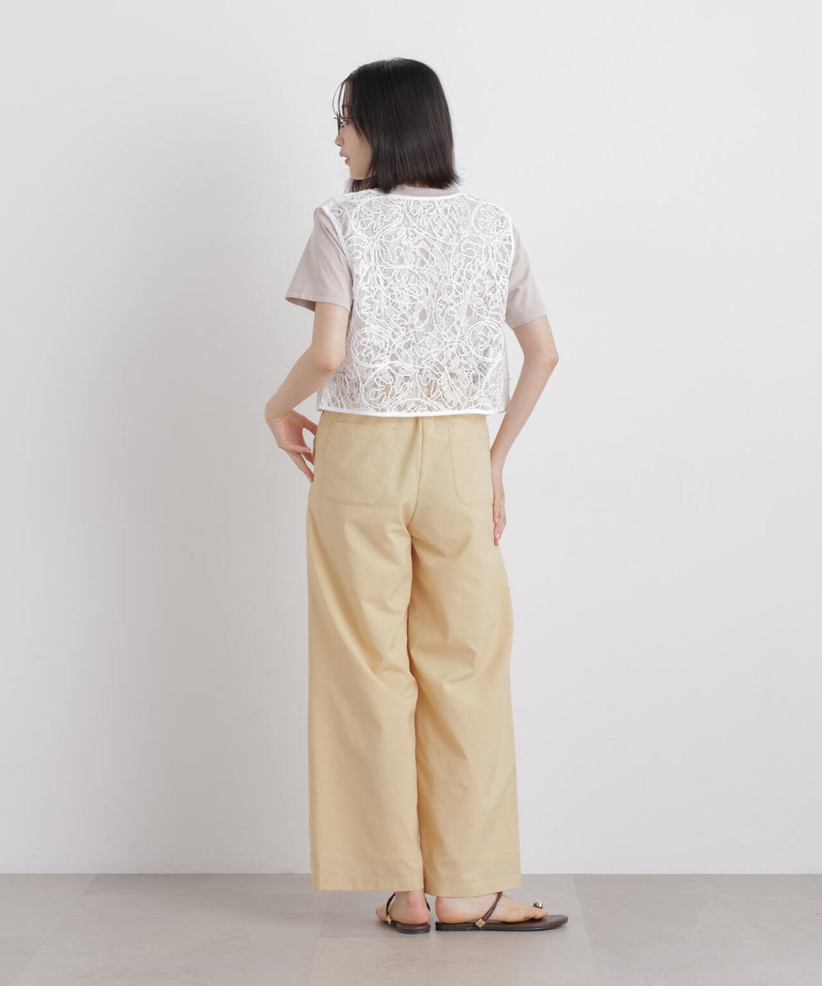 刺繍レースショートジレ 6736121321
