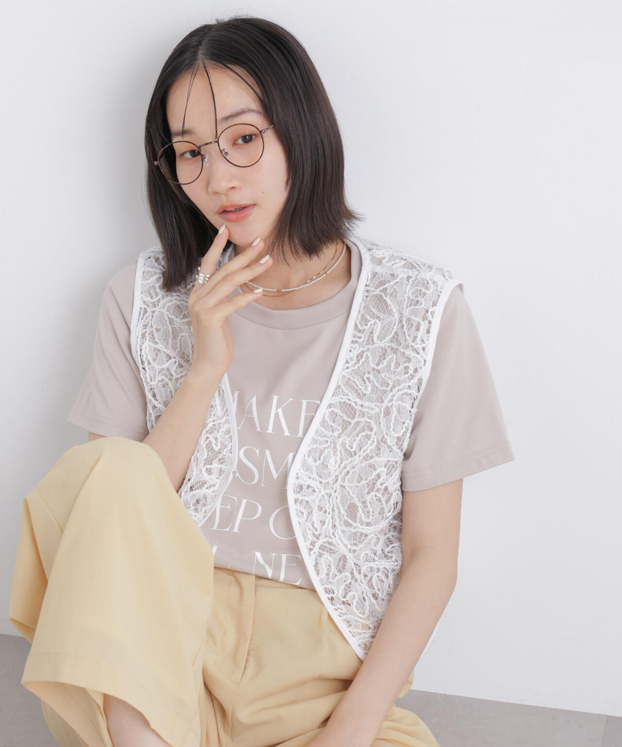 刺繍レースショートジレ 6736121321