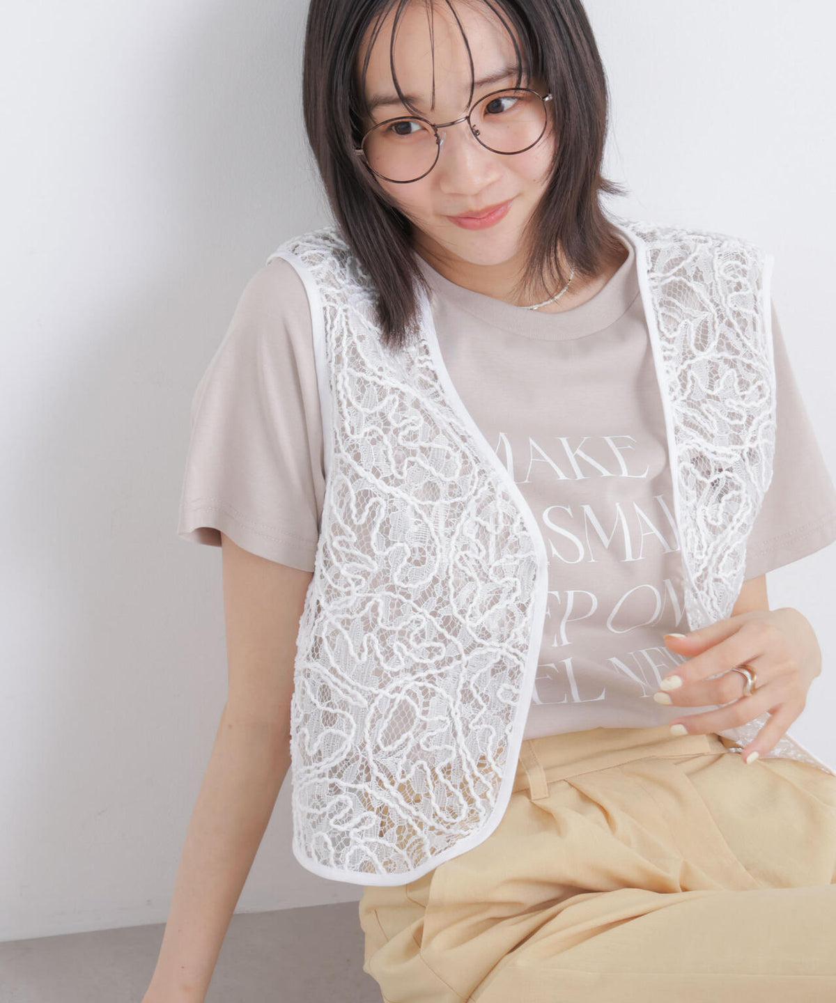 刺繍レースショートジレ 6736121321