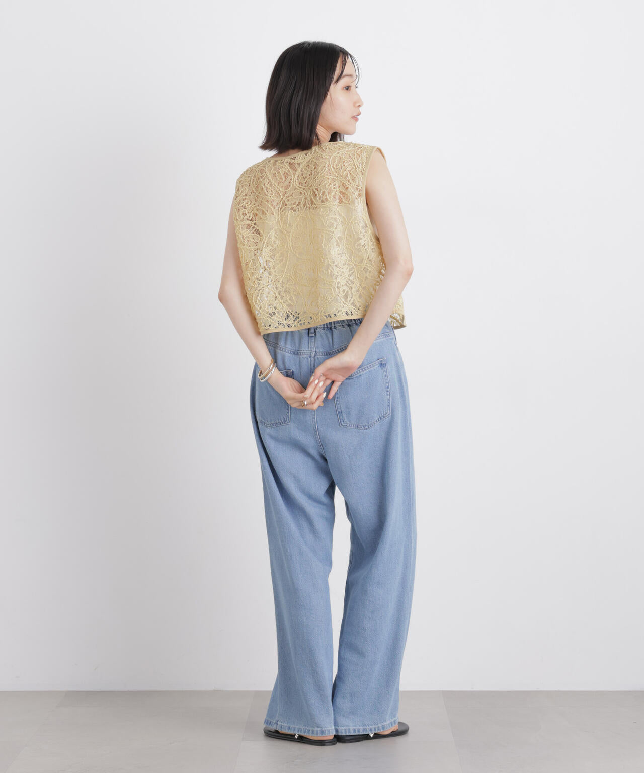刺繍レースショートジレ 6736121321