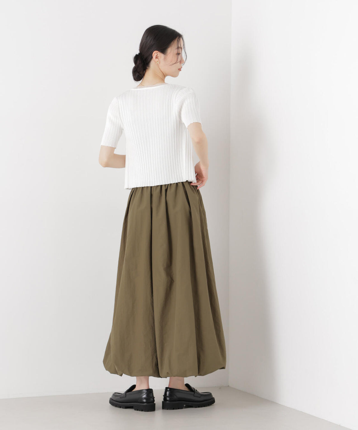 チュールコンビ半袖リブカーディガン 6736122321