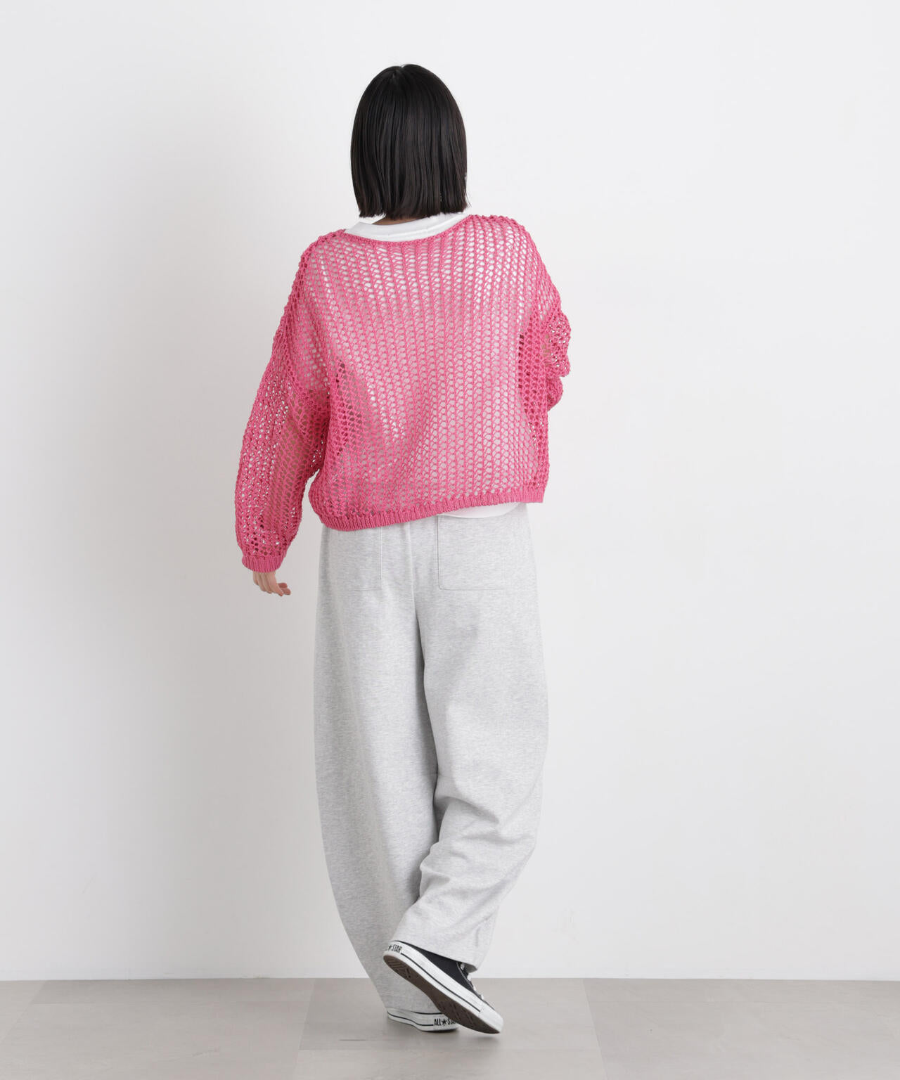 ワイドシルエットメッシュニットプルオーバー 6736122326