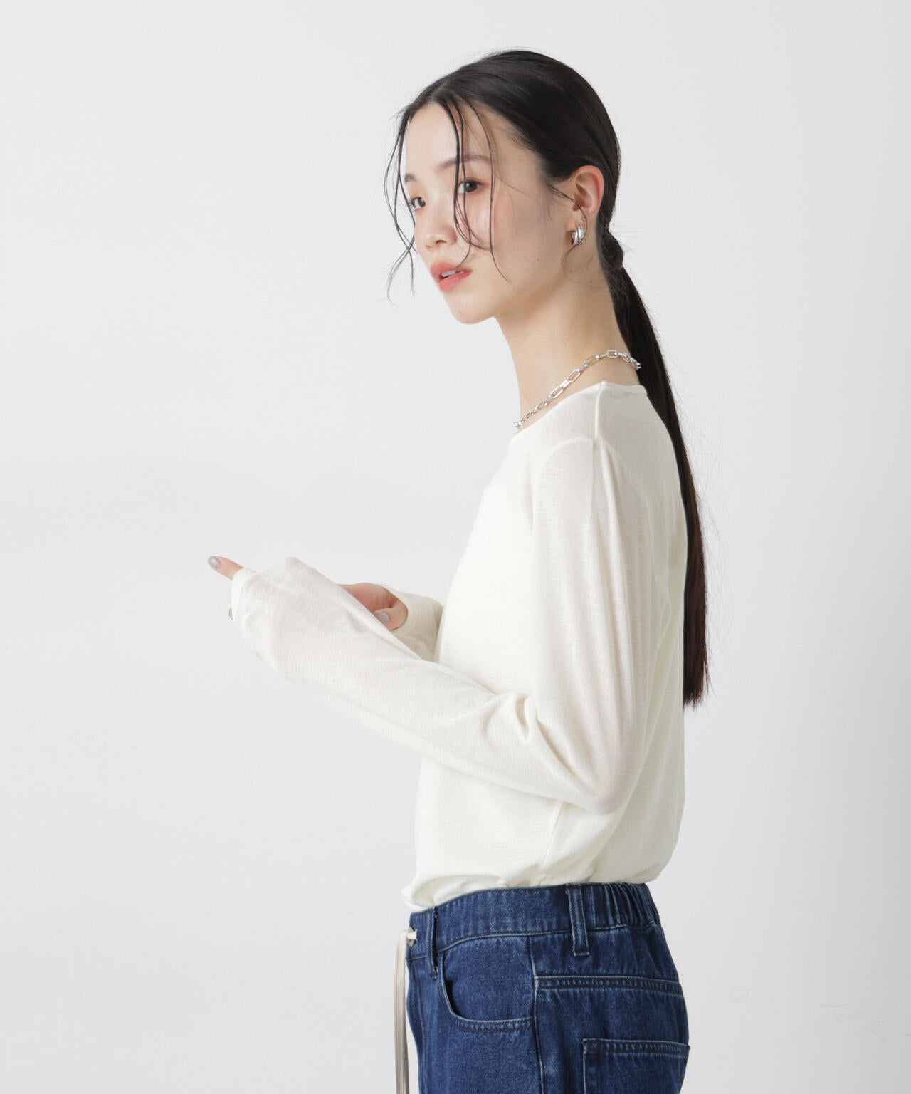 スラブシアーロングスリーブTシャツ 6736123301