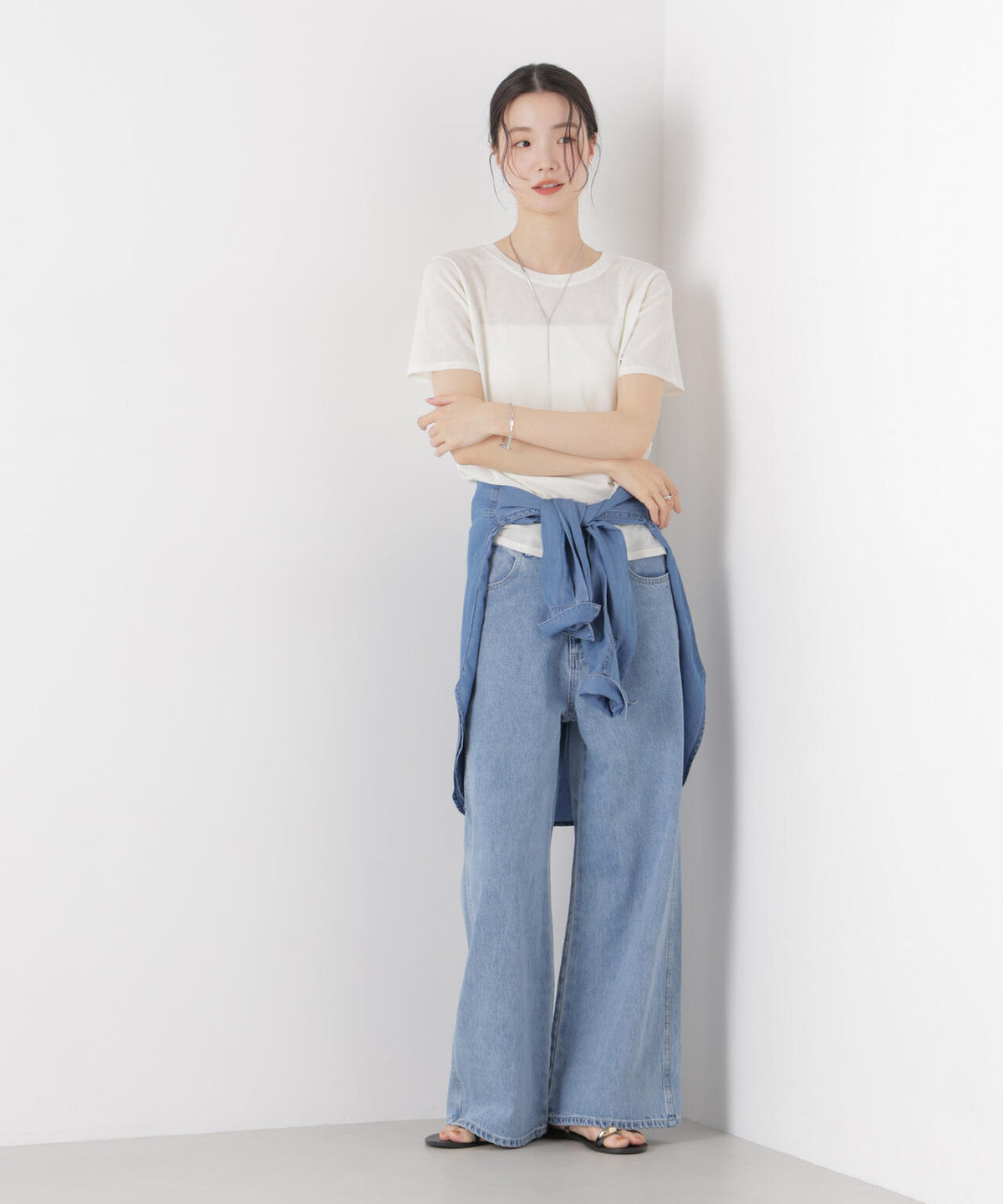 スラブシアー半袖Tシャツ 6736124301