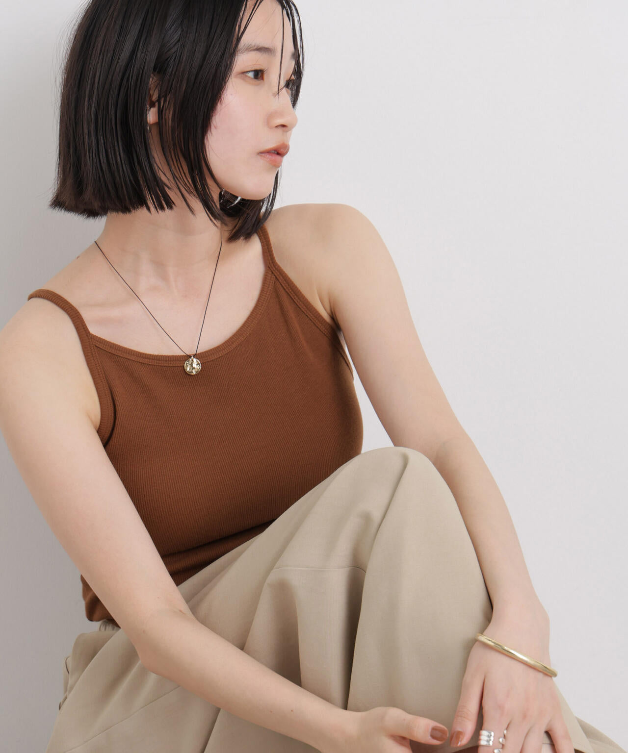 抗菌防臭リブカップ付きアメスリキャミ 6736124308
