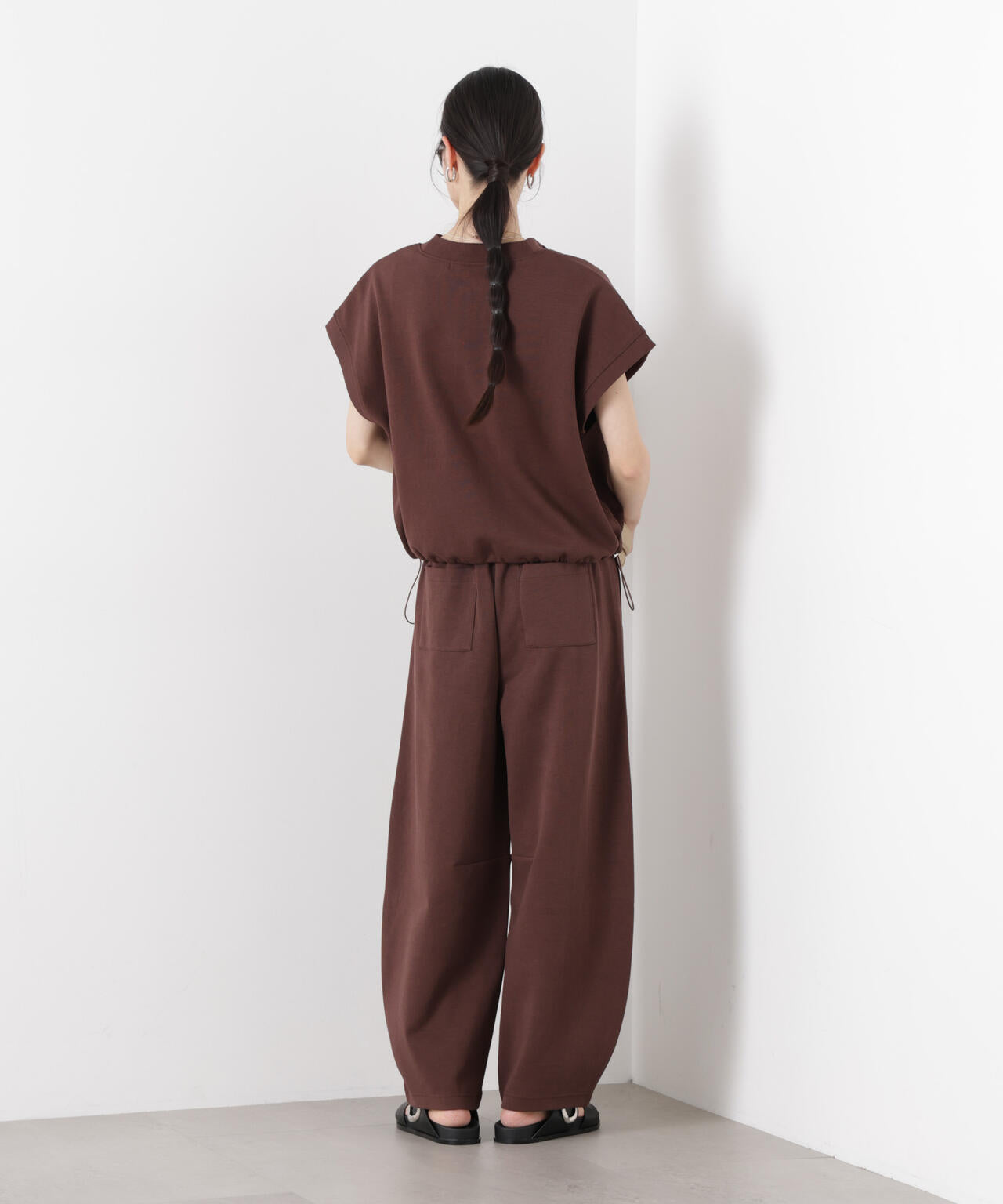 接触冷感ダンボールカットハーフジップトップス(セットアップ可) 6736124314