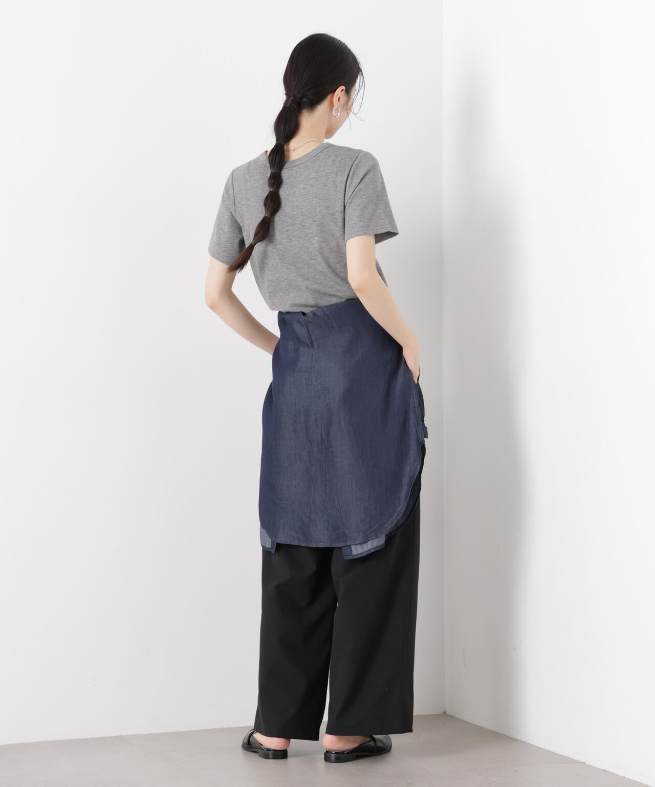 ラメリブカットクルーネックTシャツ 6736124316