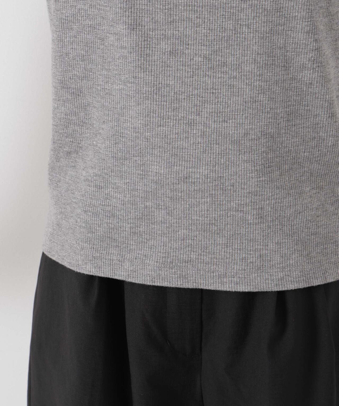 ラメリブカットクルーネックTシャツ 6736124316