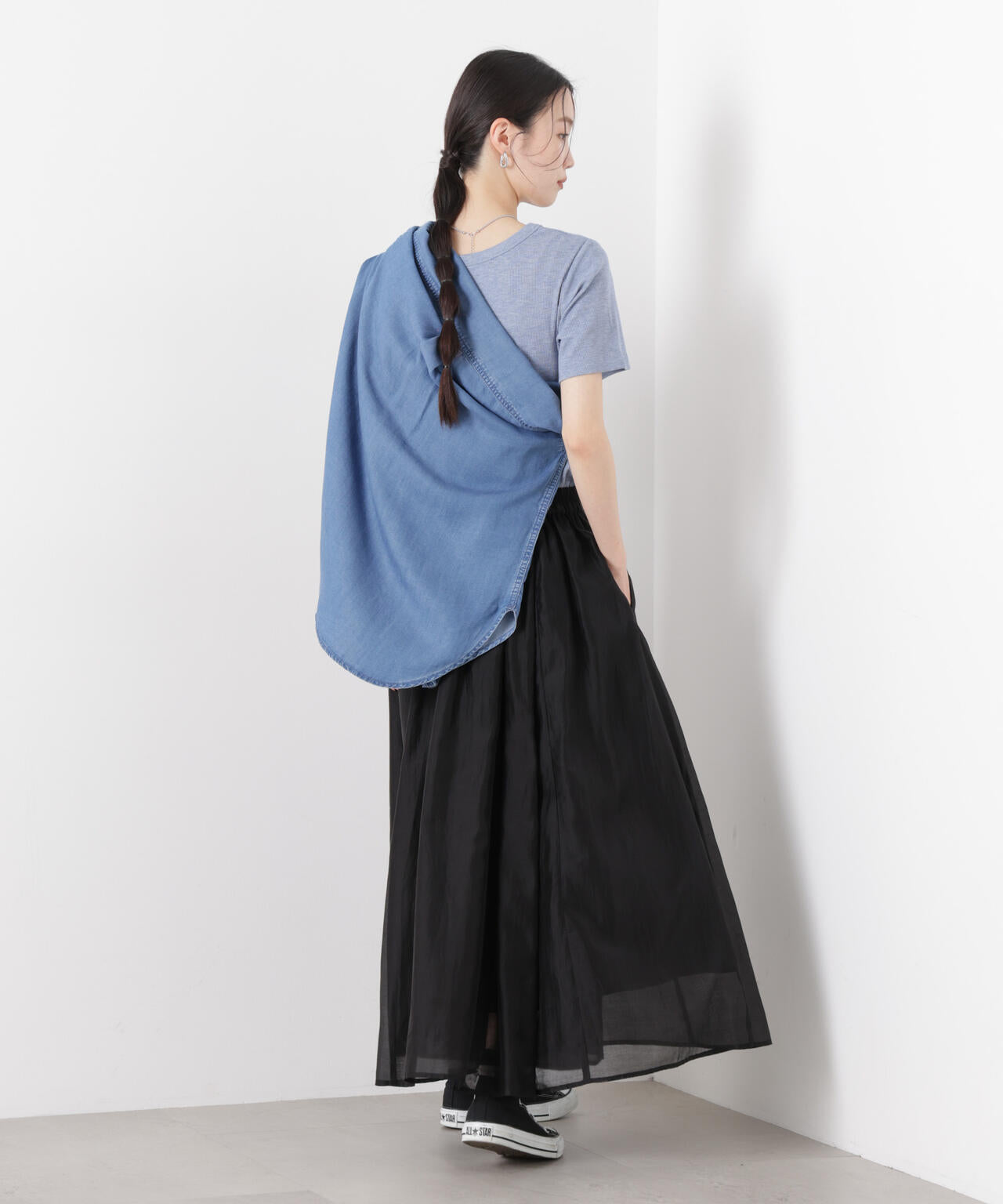 ラメリブカットクルーネックTシャツ 6736124316