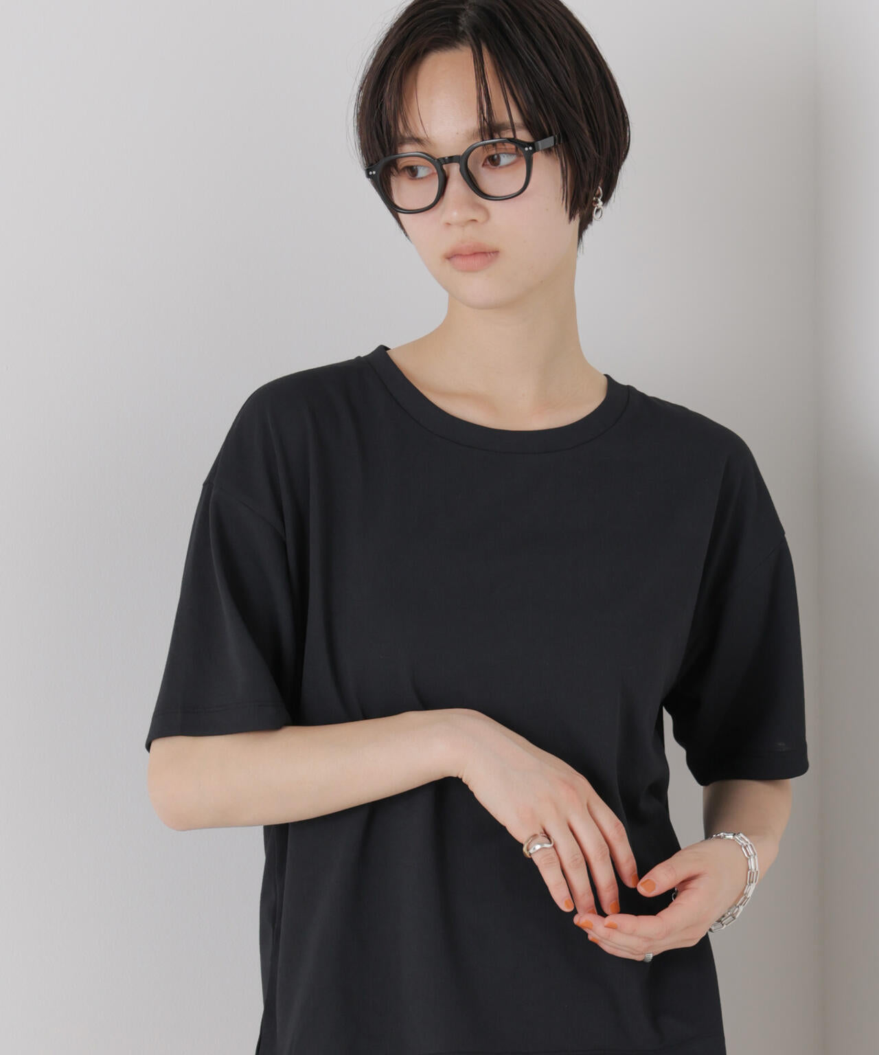 汗隠糸加工&多彩機能カットソー素材 クルーネックトップス 6736124320