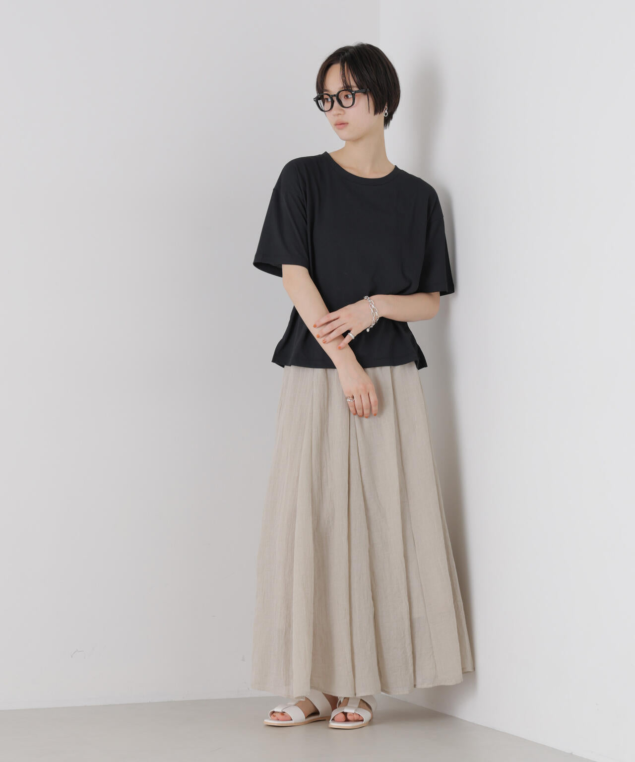 汗隠糸加工&多彩機能カットソー素材 クルーネックトップス 6736124320