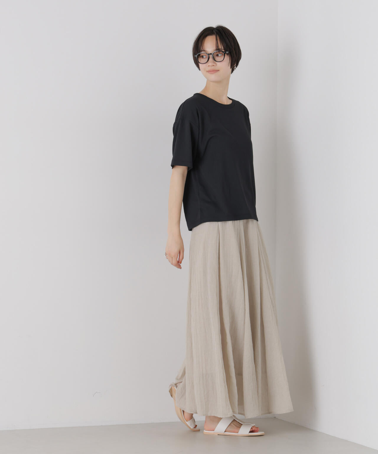 汗隠糸加工&多彩機能カットソー素材 クルーネックトップス 6736124320