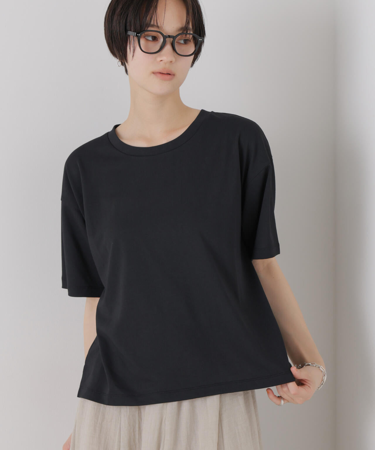 汗隠糸加工&多彩機能カットソー素材 クルーネックトップス 6736124320