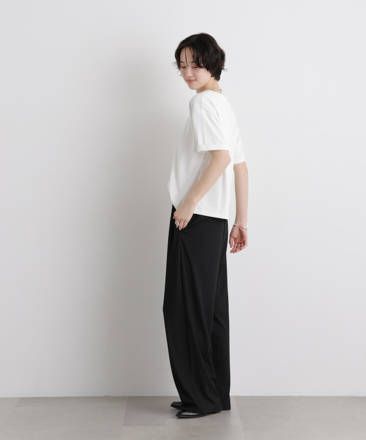 汗隠糸加工&多彩機能カットソー素材 クルーネックトップス 6736124320