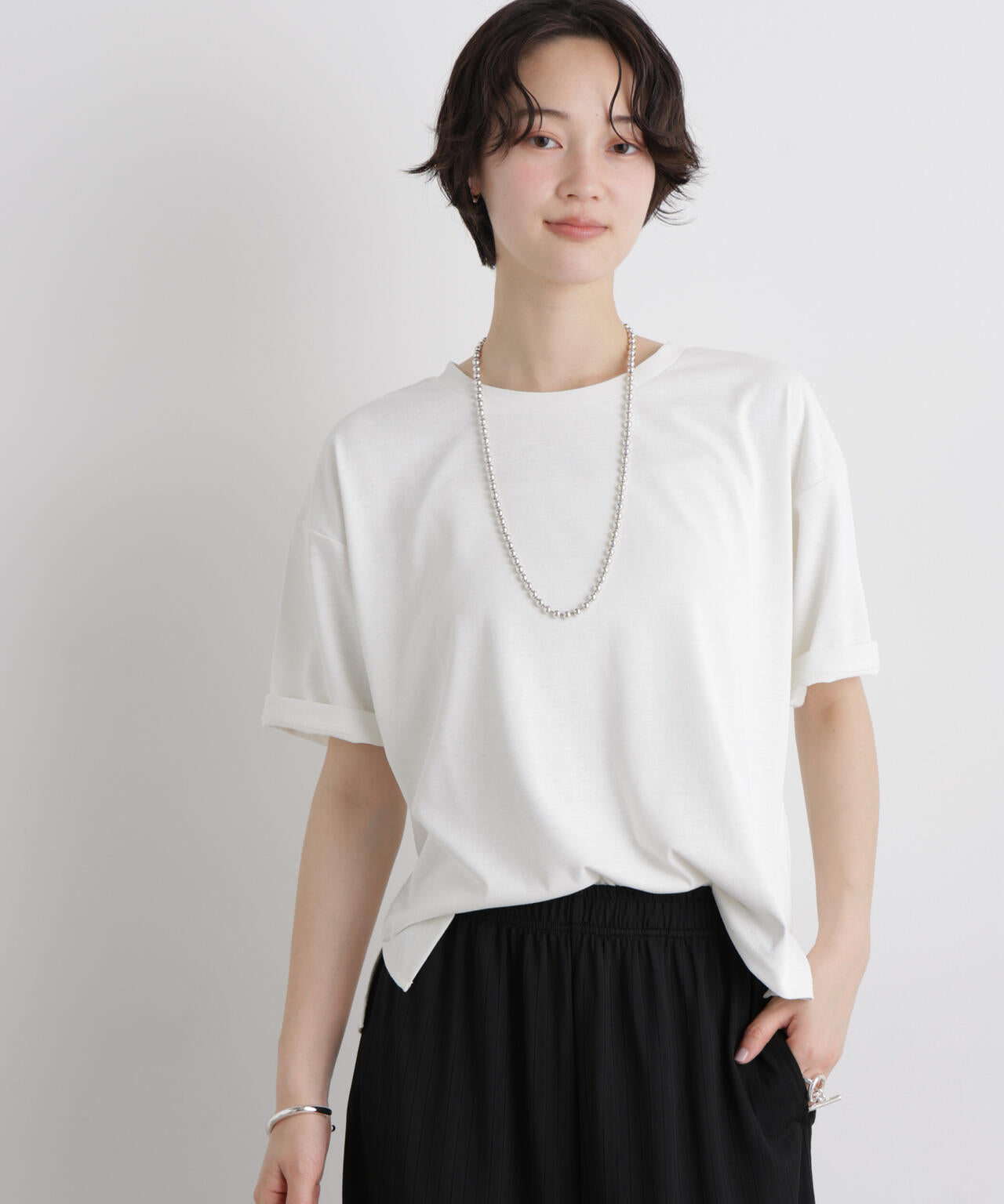 汗隠糸加工&多彩機能カットソー素材 クルーネックトップス 6736124320