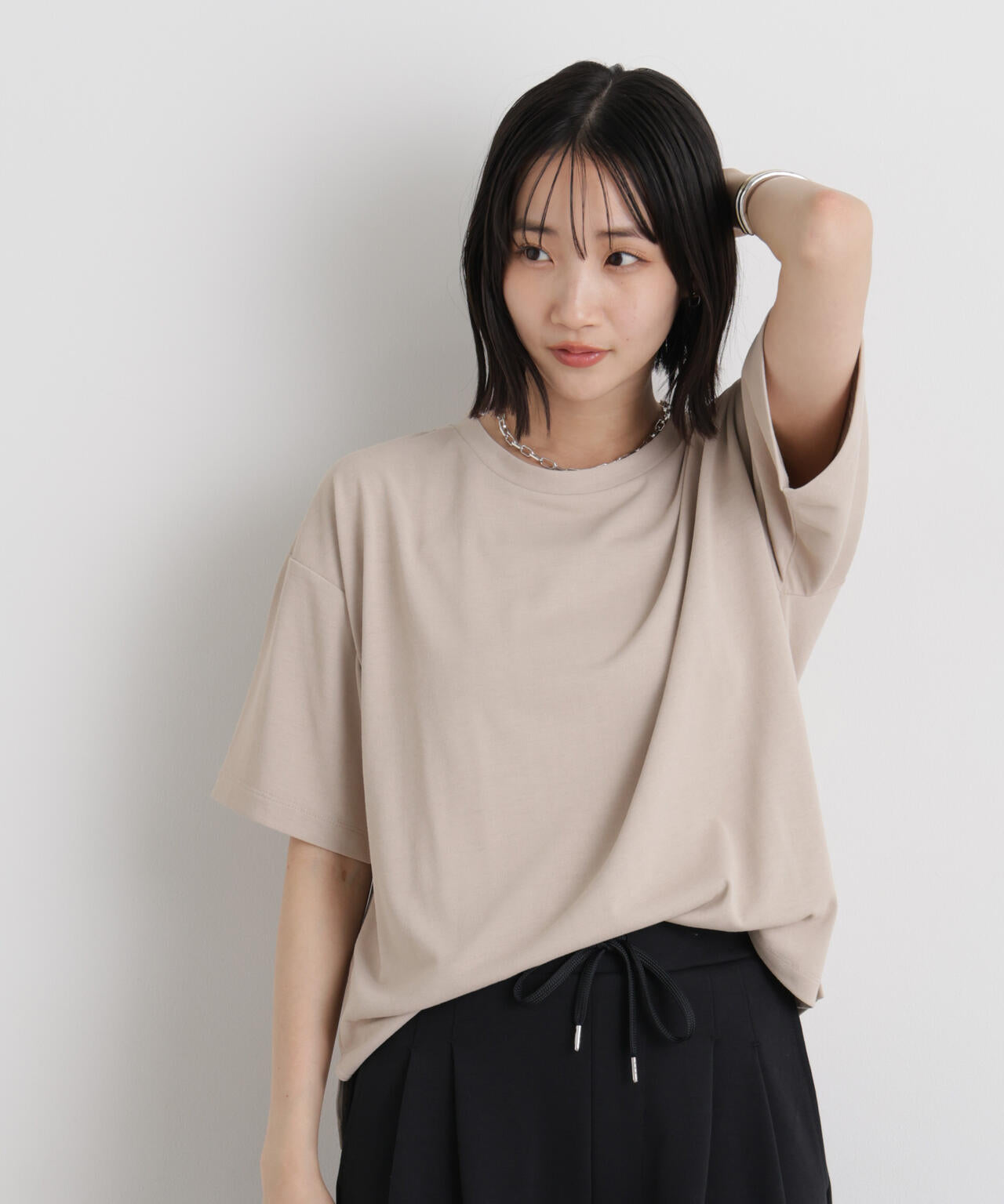汗隠糸加工&多彩機能カットソー素材 クルーネックトップス 6736124320