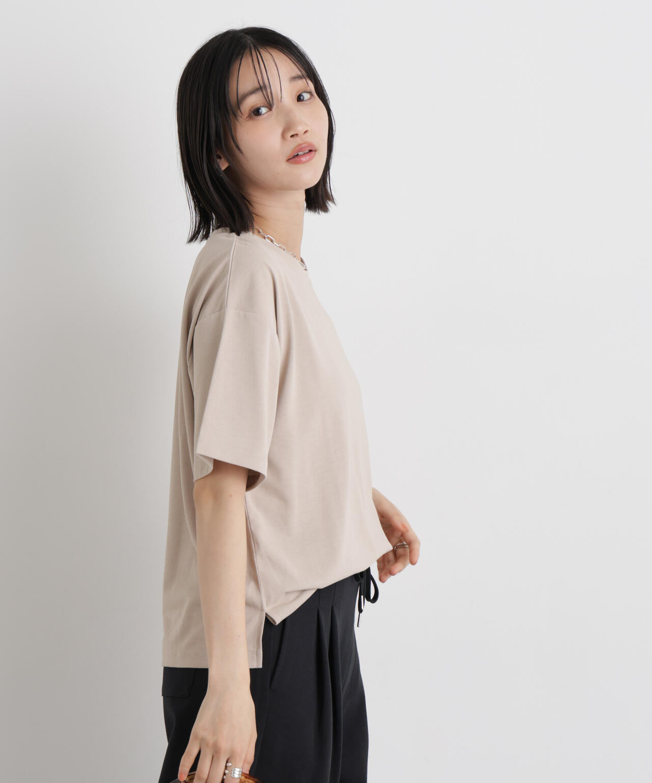 汗隠糸加工&多彩機能カットソー素材 クルーネックトップス 6736124320