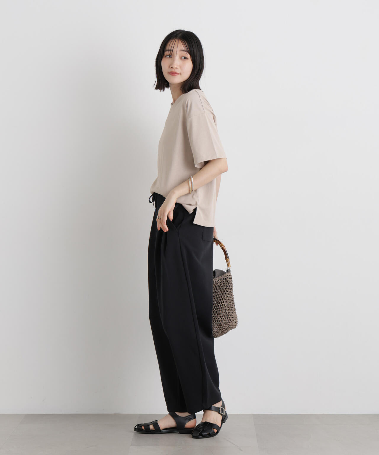 汗隠糸加工&多彩機能カットソー素材 クルーネックトップス 6736124320