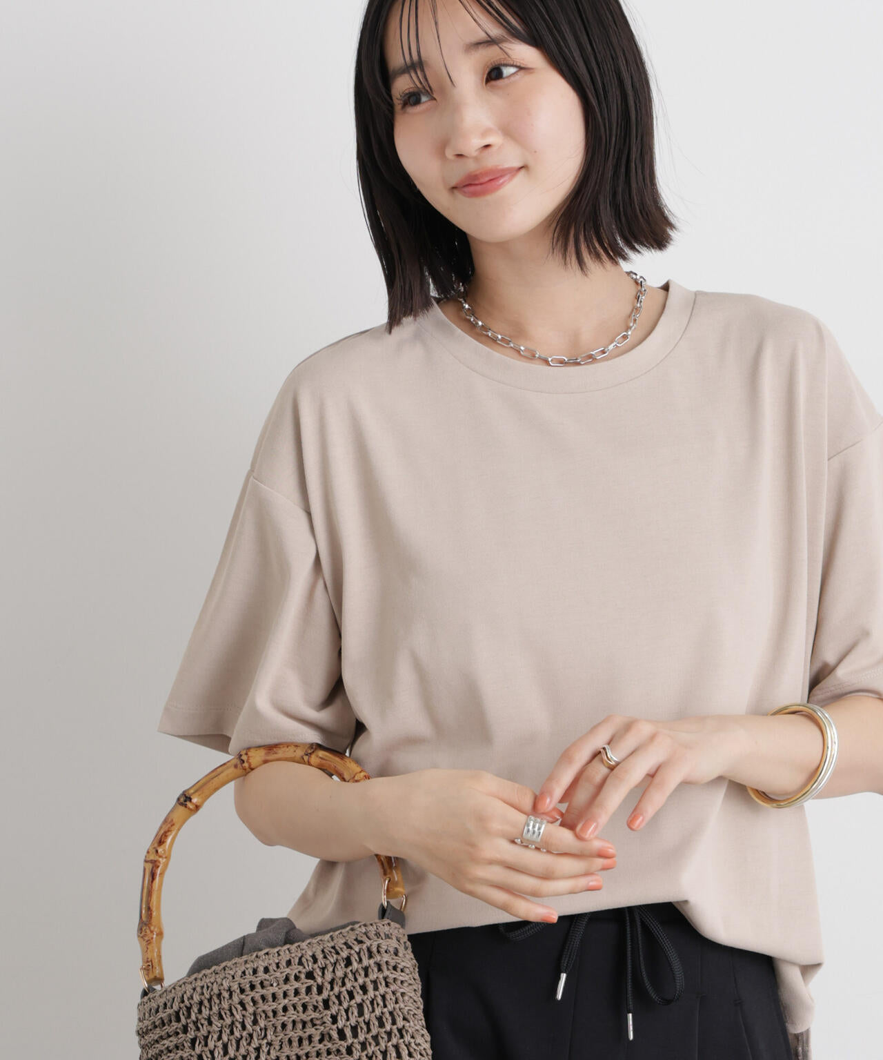 汗隠糸加工&多彩機能カットソー素材 クルーネックトップス 6736124320