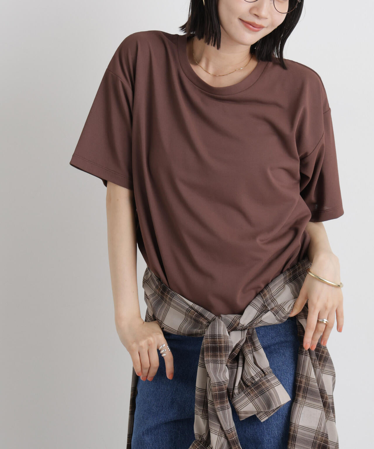 汗隠糸加工&多彩機能カットソー素材 クルーネックトップス 6736124320