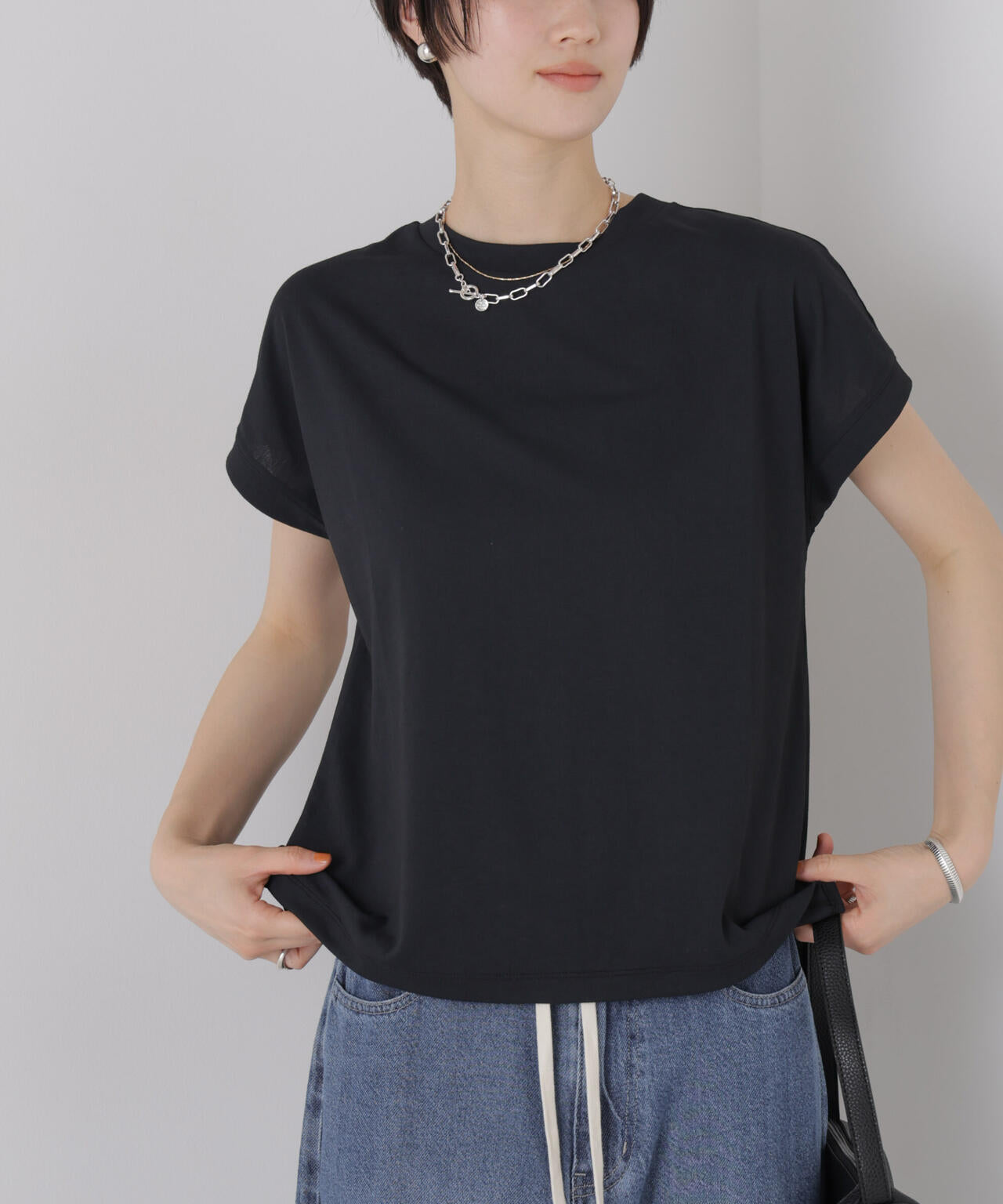 汗隠糸加工&多彩機能カットソー素材 ドルマンフレンチトップス 6736124321